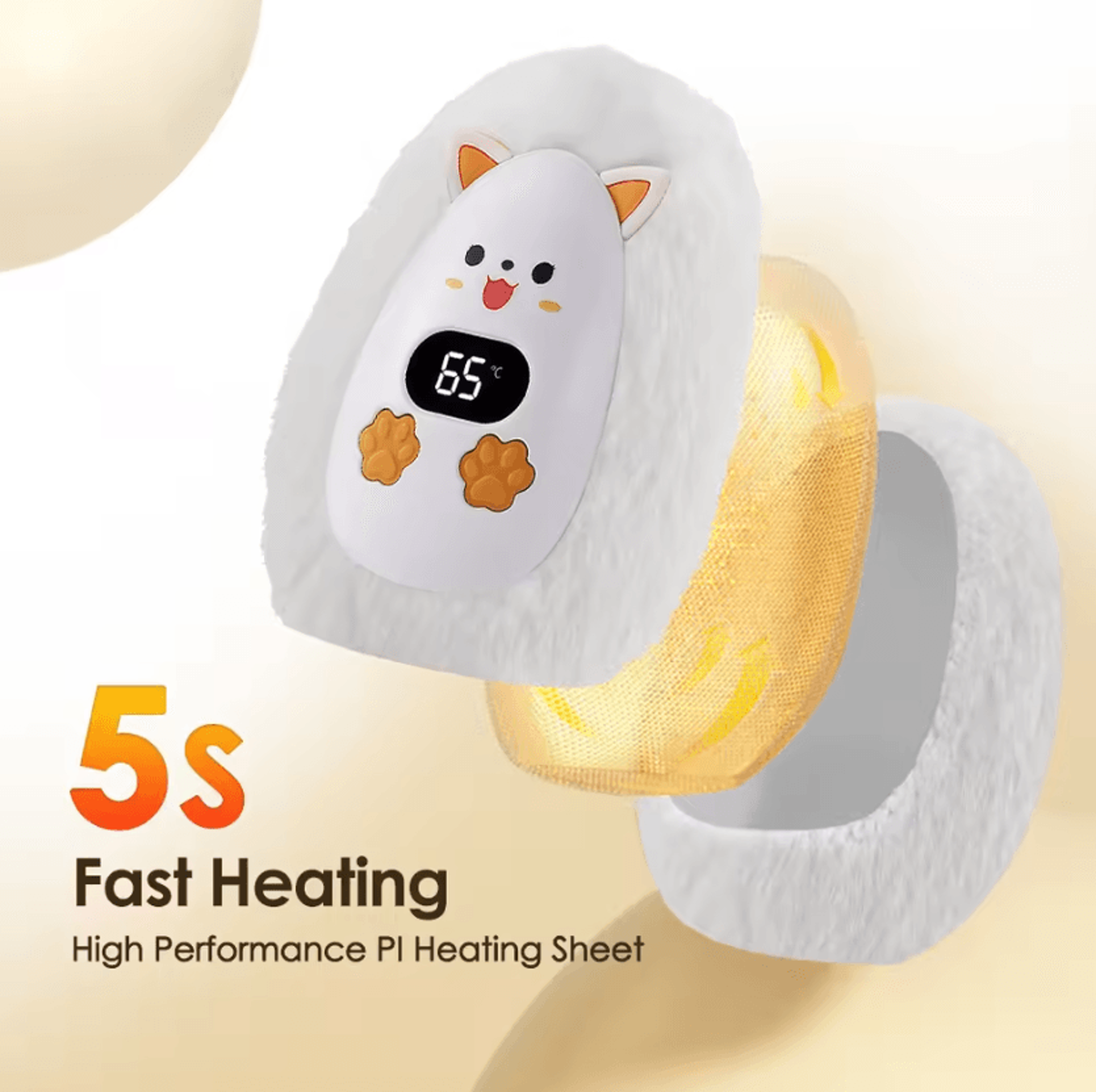 Cute Fox Mini Portable Hand Warmer  Rechargeable Plush Hand Warmer With 3 Heat Levels For Winter Co 4