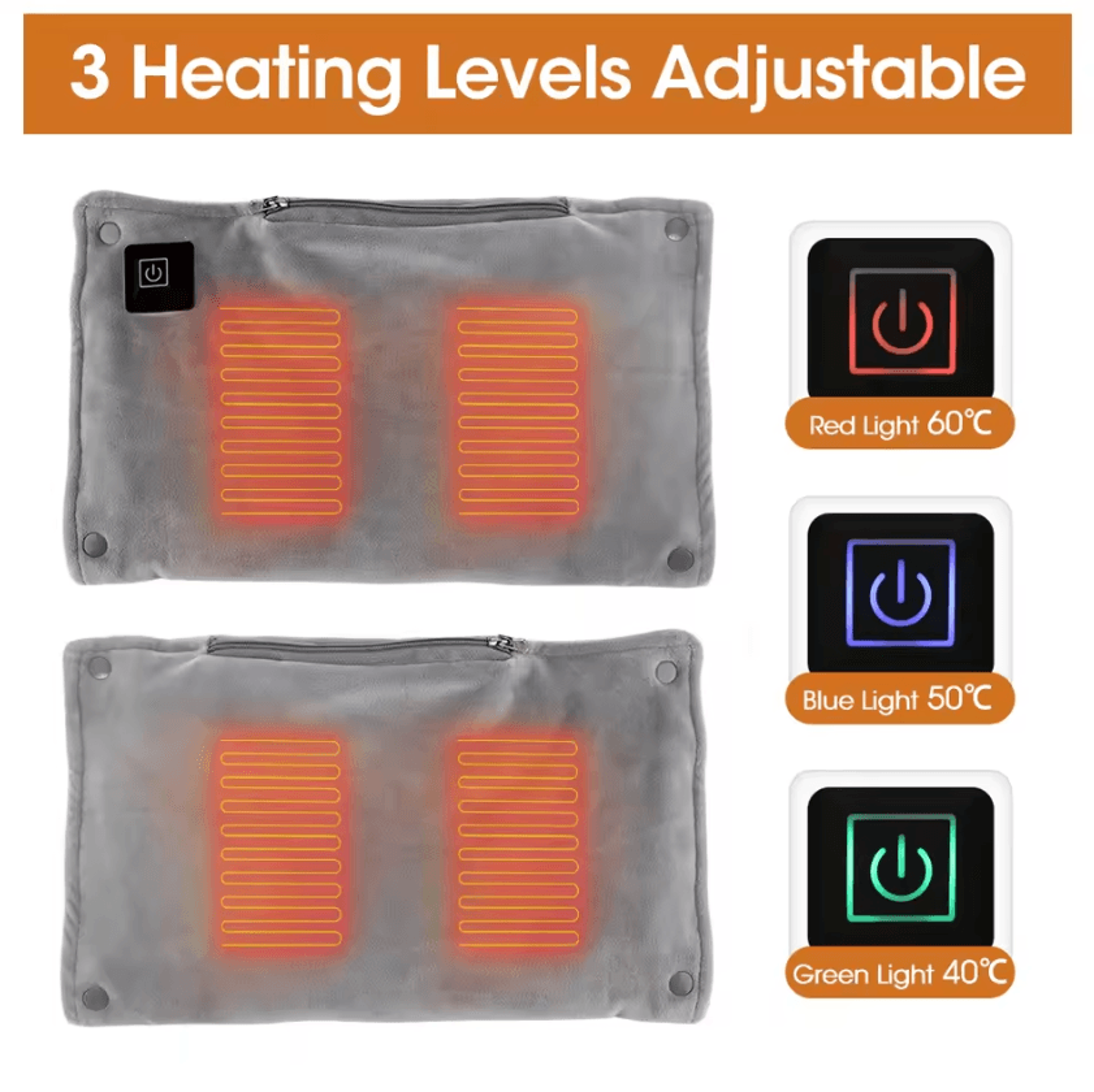 Graphene Electric Heating Pad  USB Fast Heating Pad With 3 Heat Levels For Back Abdomen Waist  Legs 2
