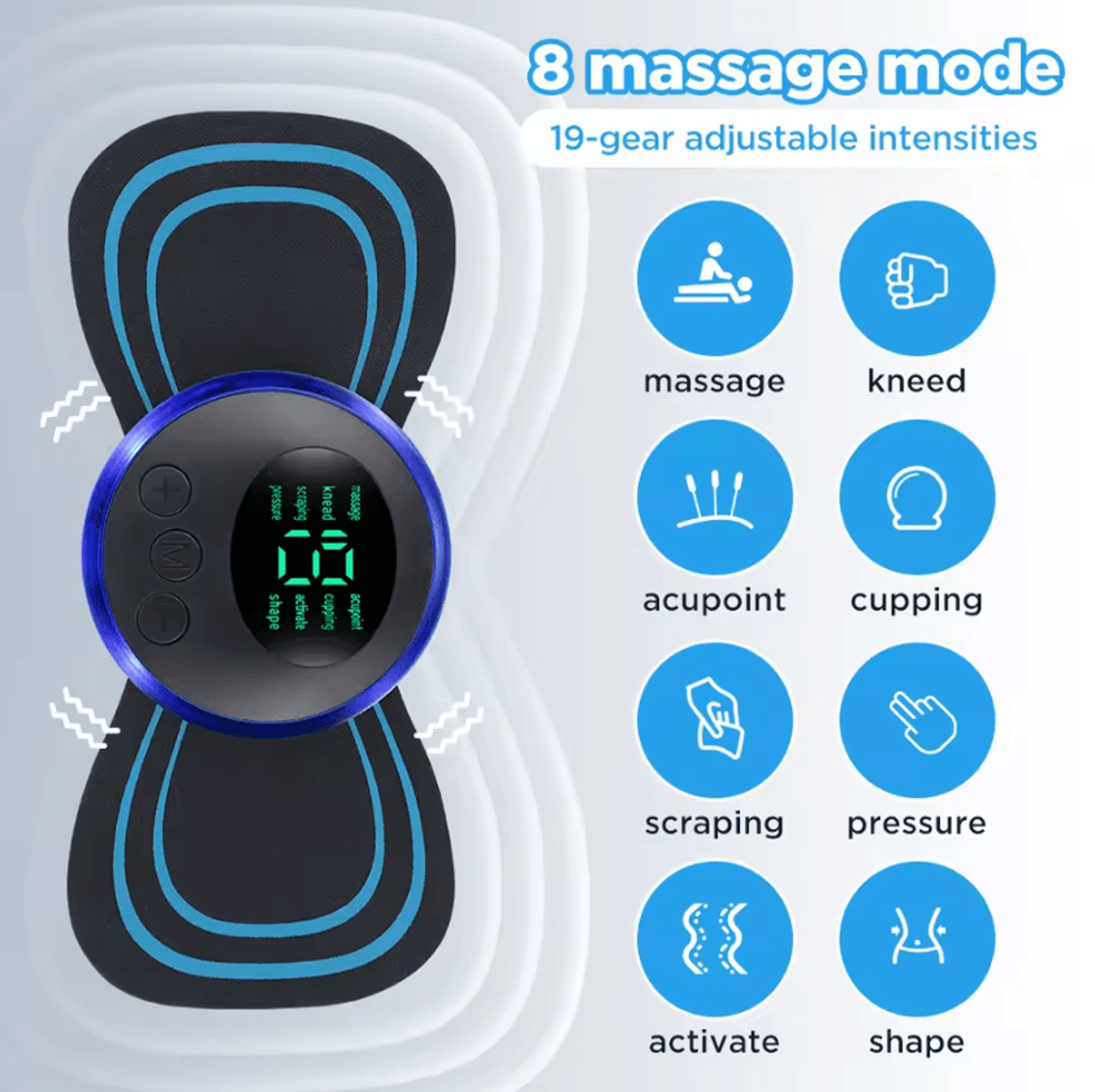 Intelligent EMS Neck Massage Pad  Mini Microcurrent Neck Massager With 8 Modes 19 Intensity Levels  4