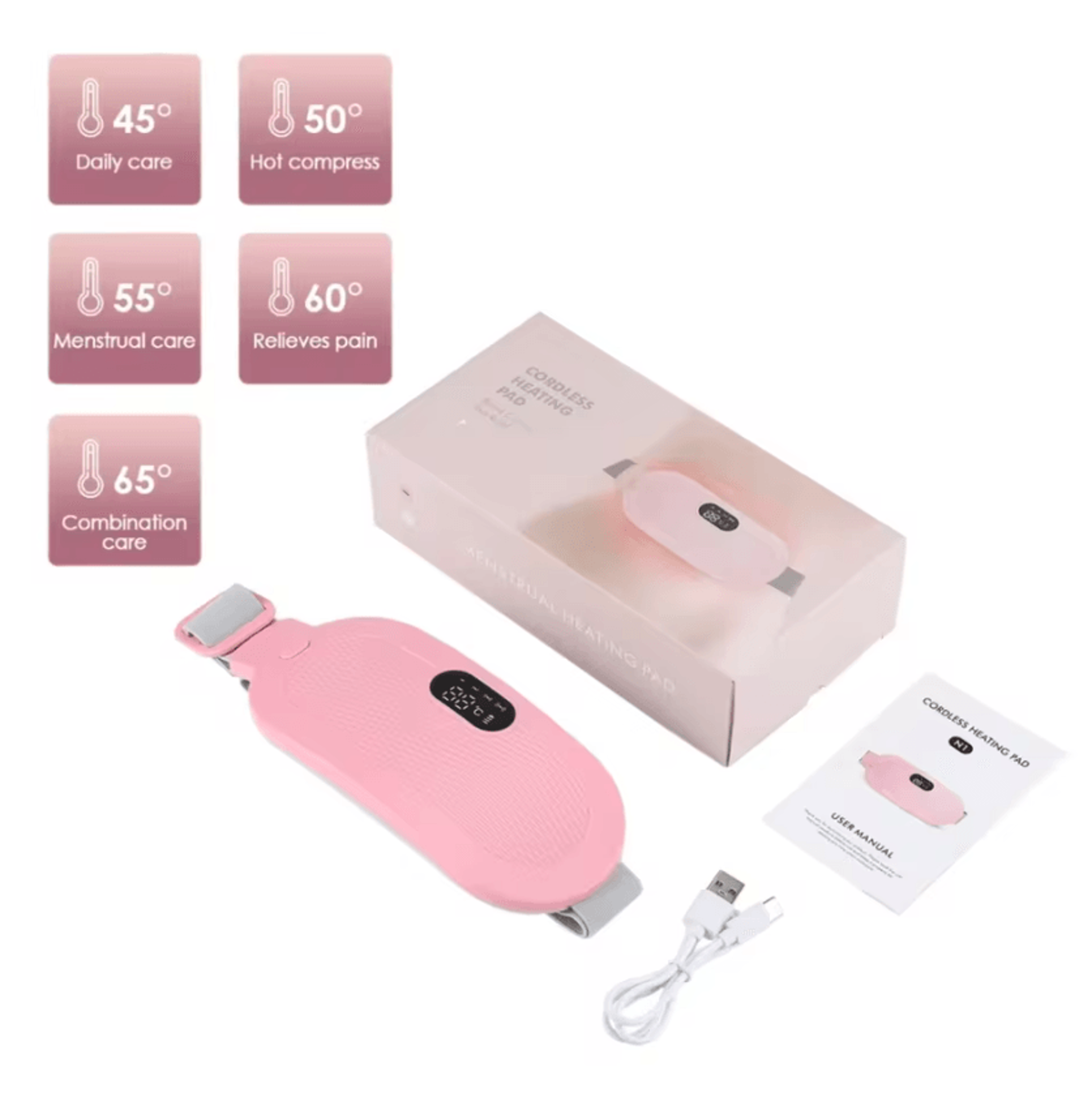 Electric Menstrual Heating Pad Belt With Vibration Massage For Period Cramp Relief 6