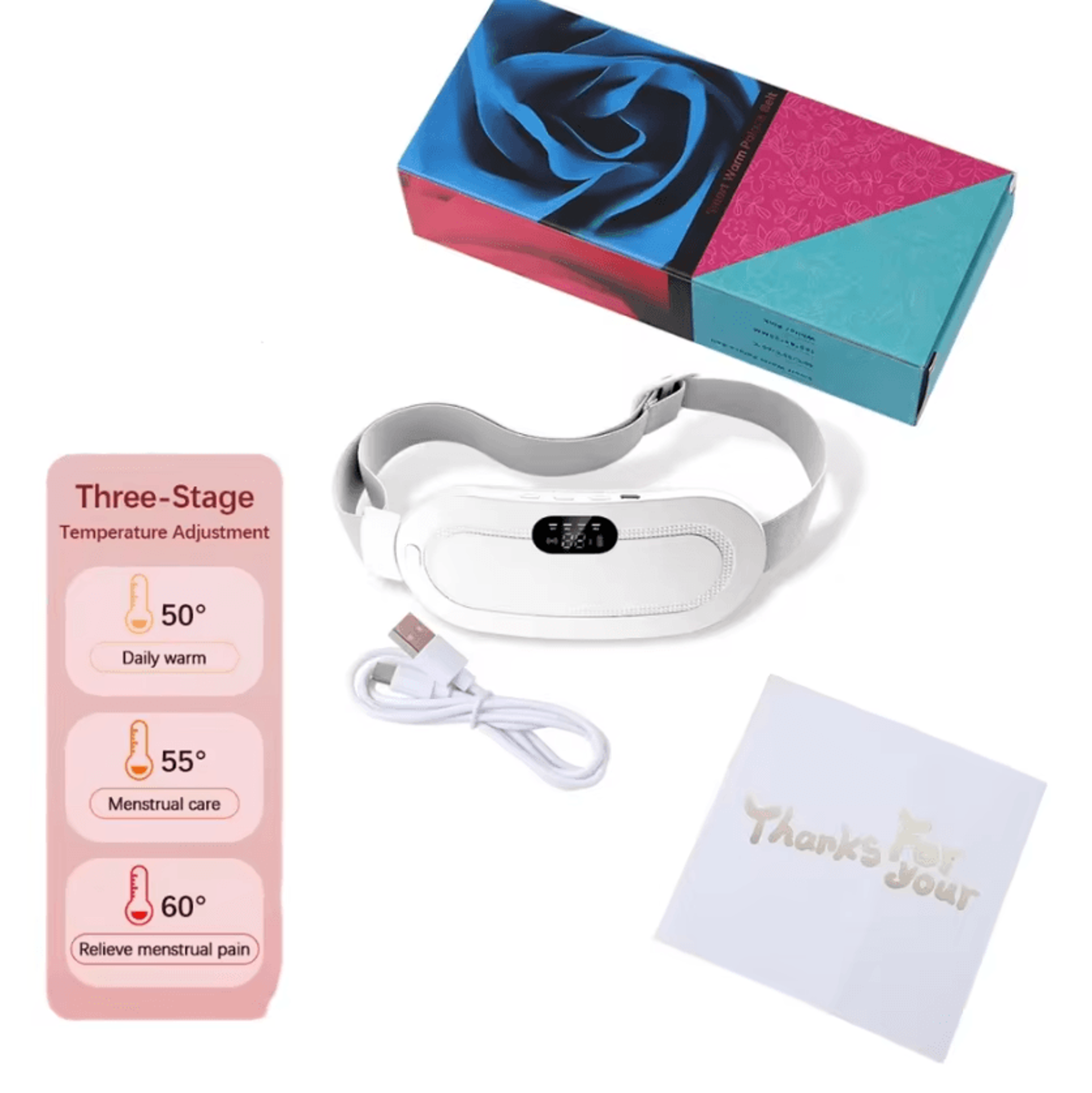 Electric Menstrual Heating Pad Belt With Vibration Massage For Period Cramp Relief 8