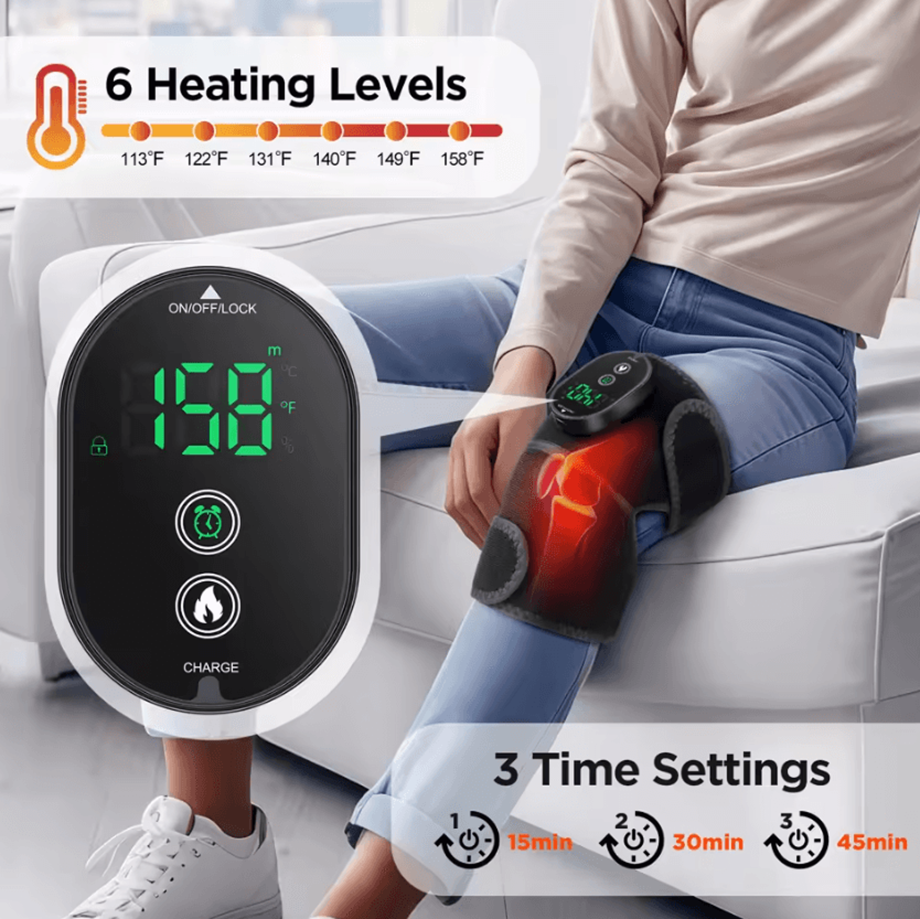 Heated Vibrating Knee Pad With Far Infrared Therapy For Knee Shoulder  Elbow Support 3