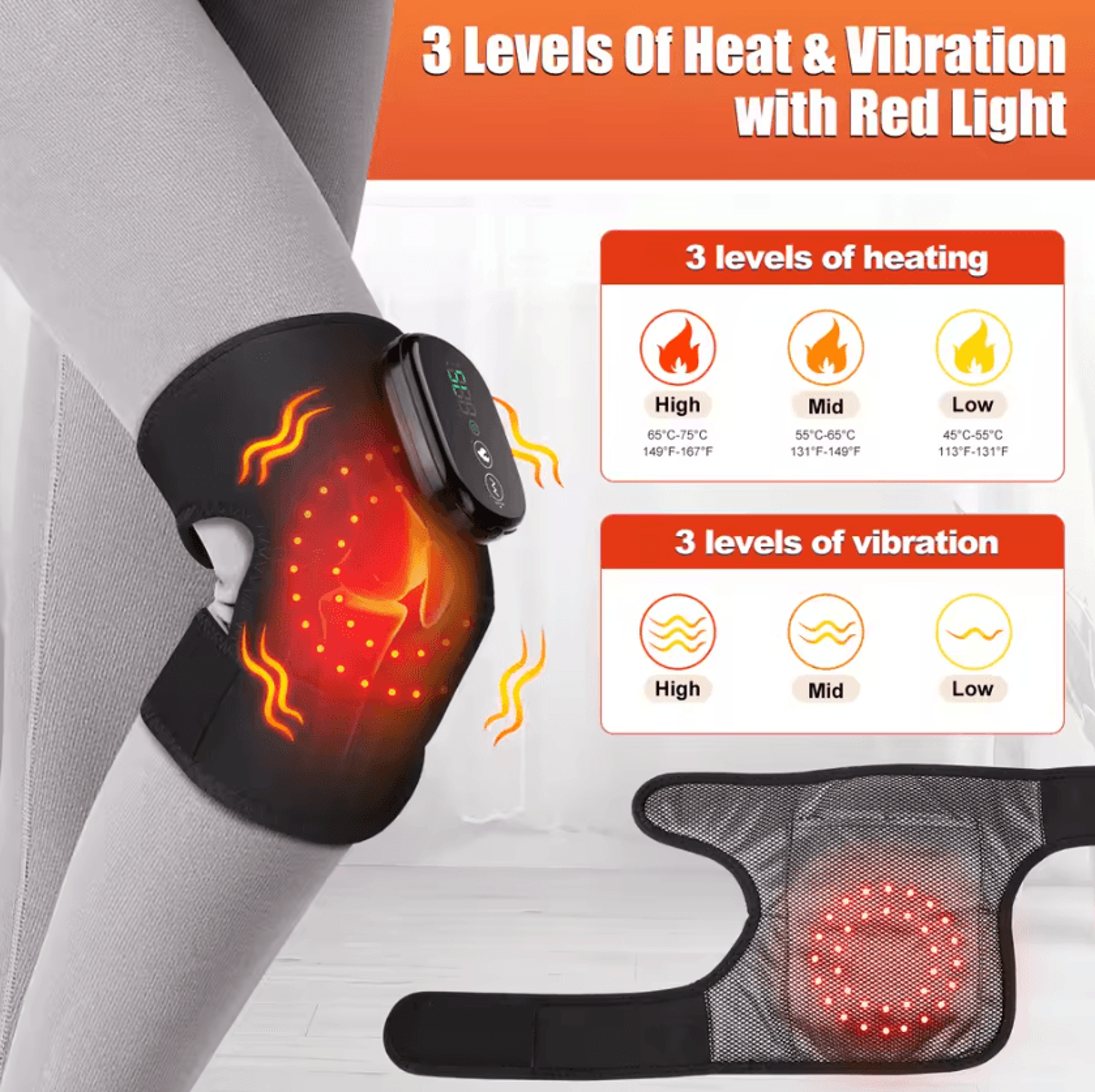 Heated Vibrating Knee Pad With Far Infrared Therapy For Knee Shoulder  Elbow Support 4