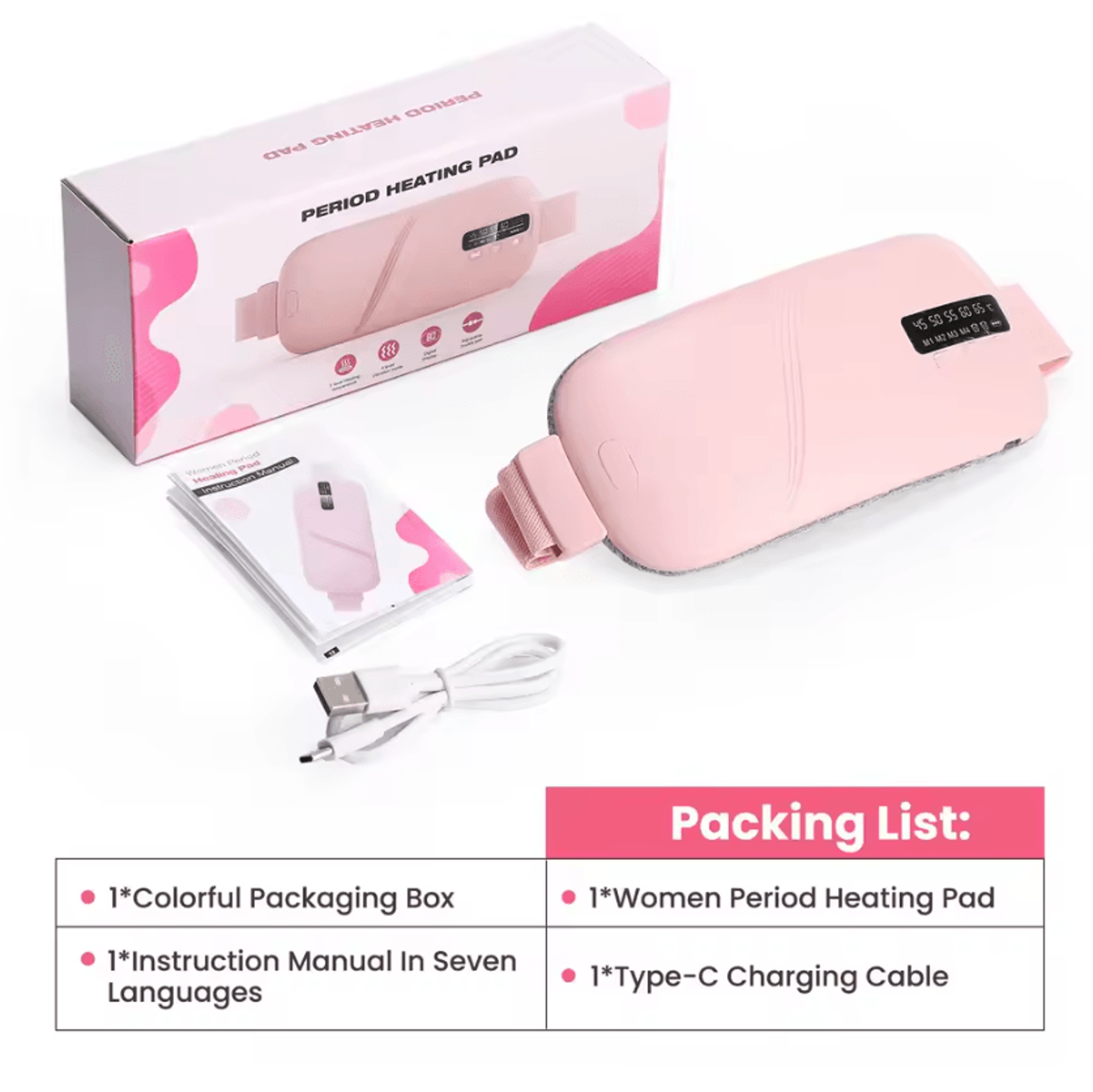 Cordless Menstrual Heating Pad With 5 Heat Levels  4 Vibration Modes 5