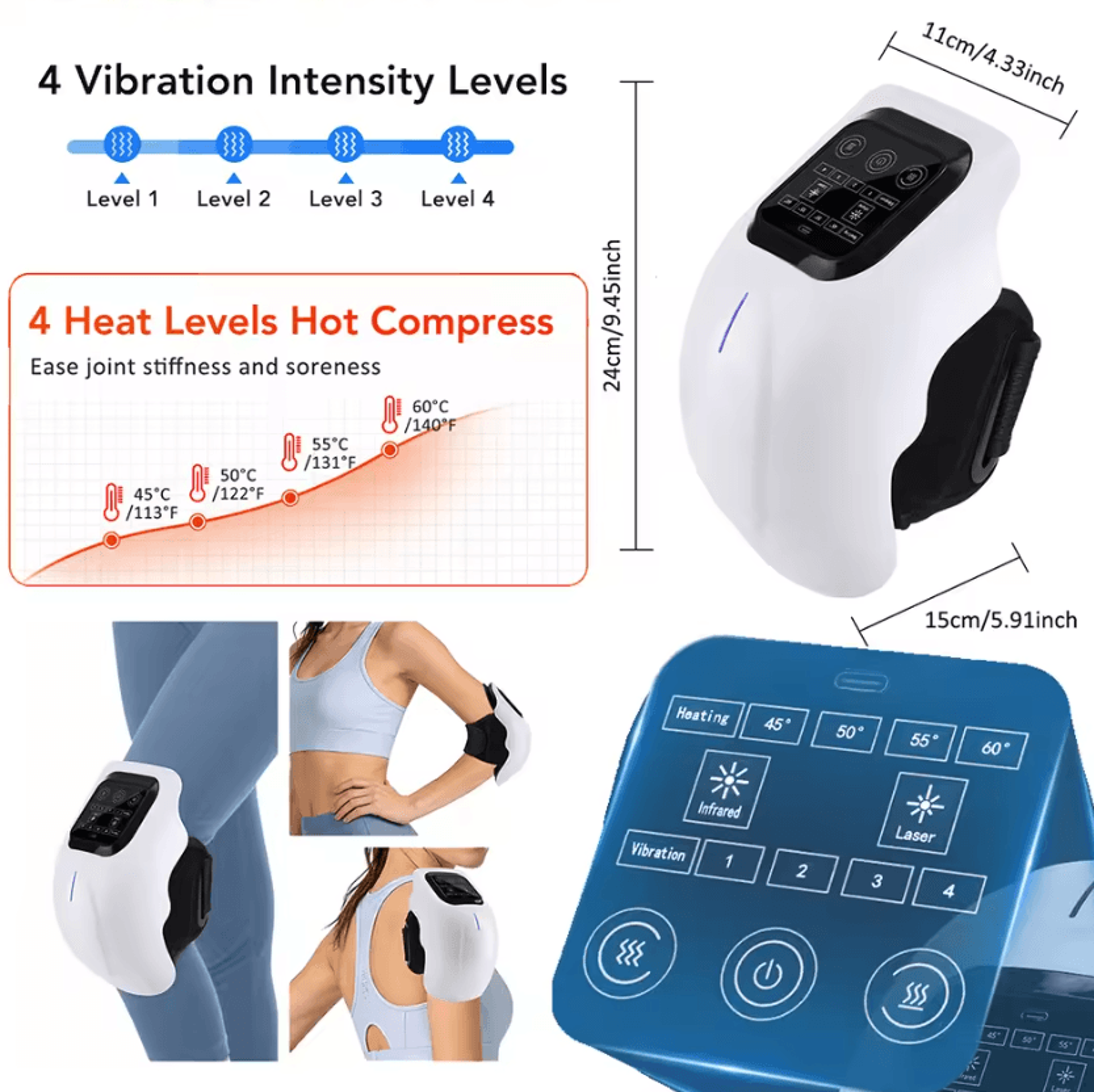 Cordless Heated Knee Massager With 4 Heat Levels  Vibration For Knee Elbow  Shoulder 5