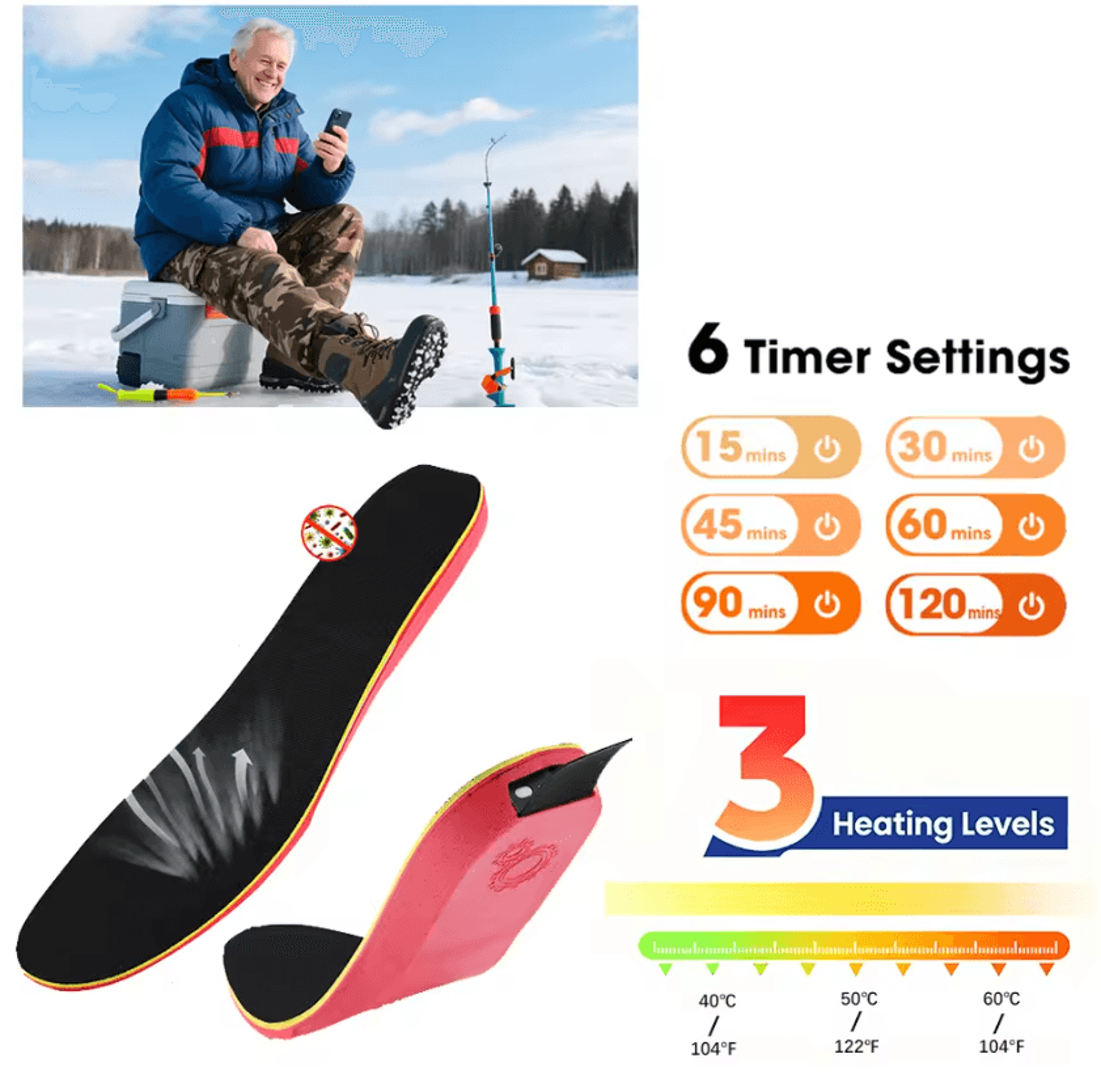 Smart APPControlled Heated Insoles With Wireless Temperature Adjustment 0
