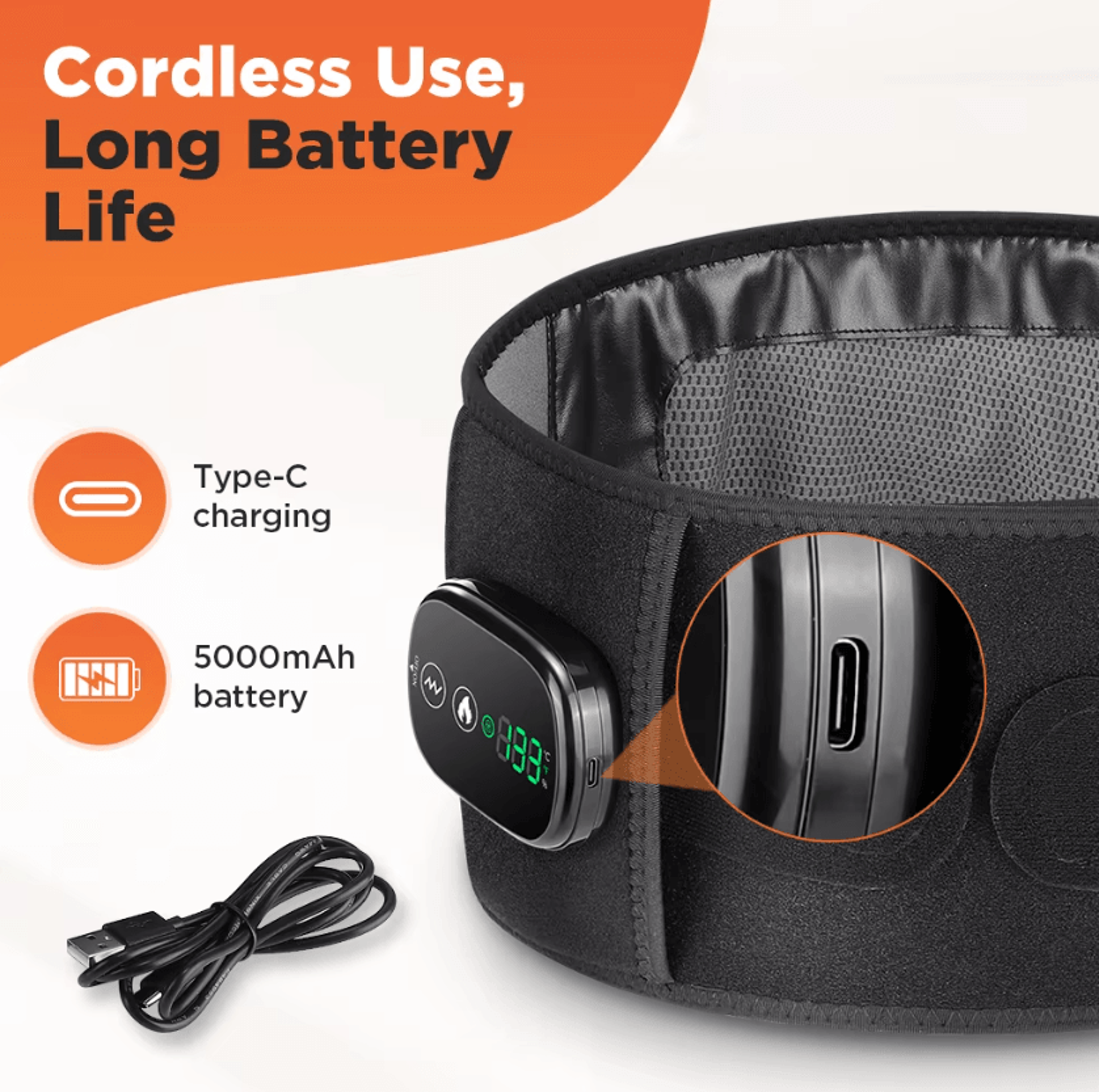 Cordless Red Light Therapy Waist Belt With Heat  Vibration Massage 4