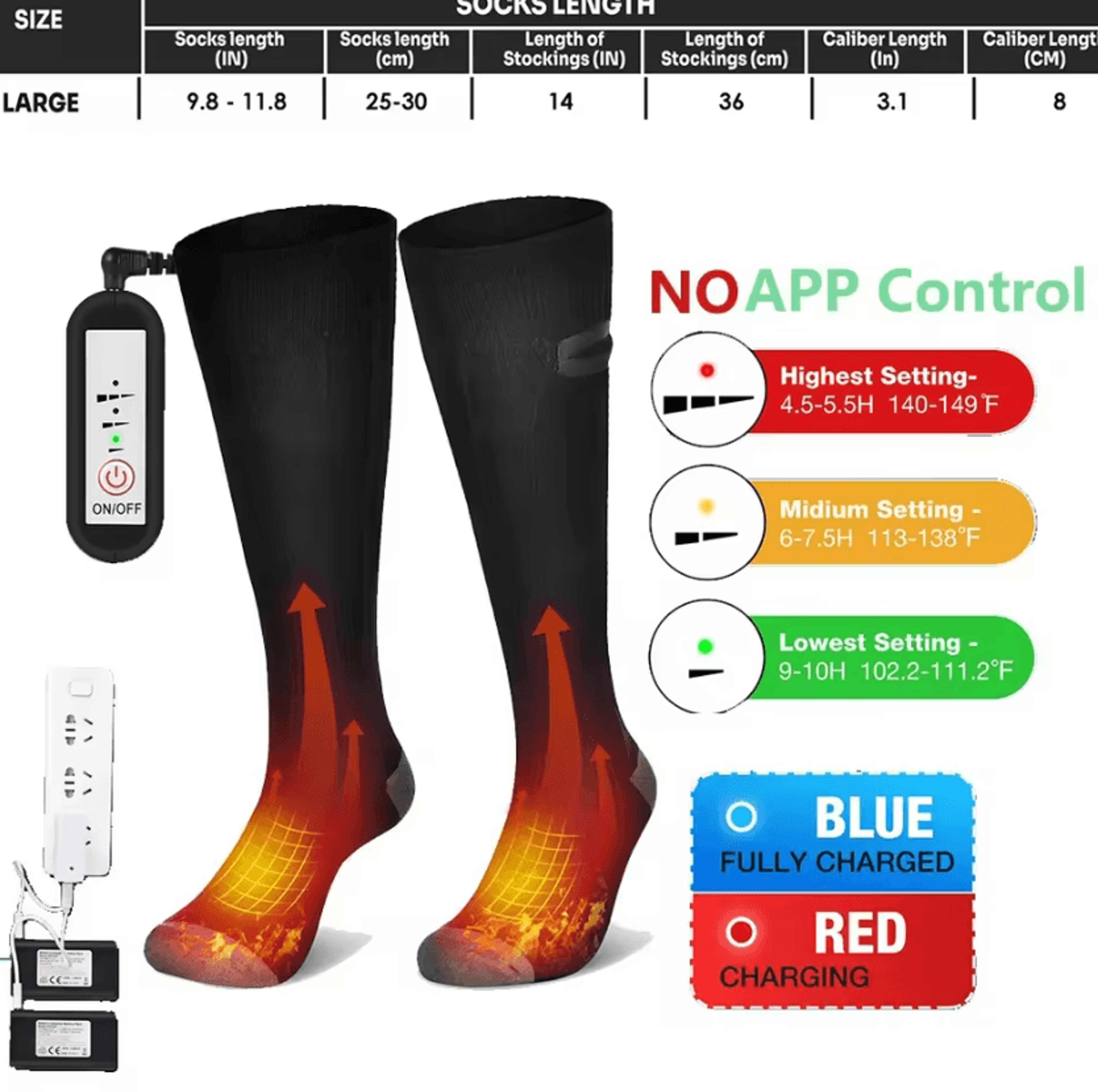 5000mAh Heated Socks With App Control  Rechargeable Electric Heated Socks For Winter Sports  Outdoo 6