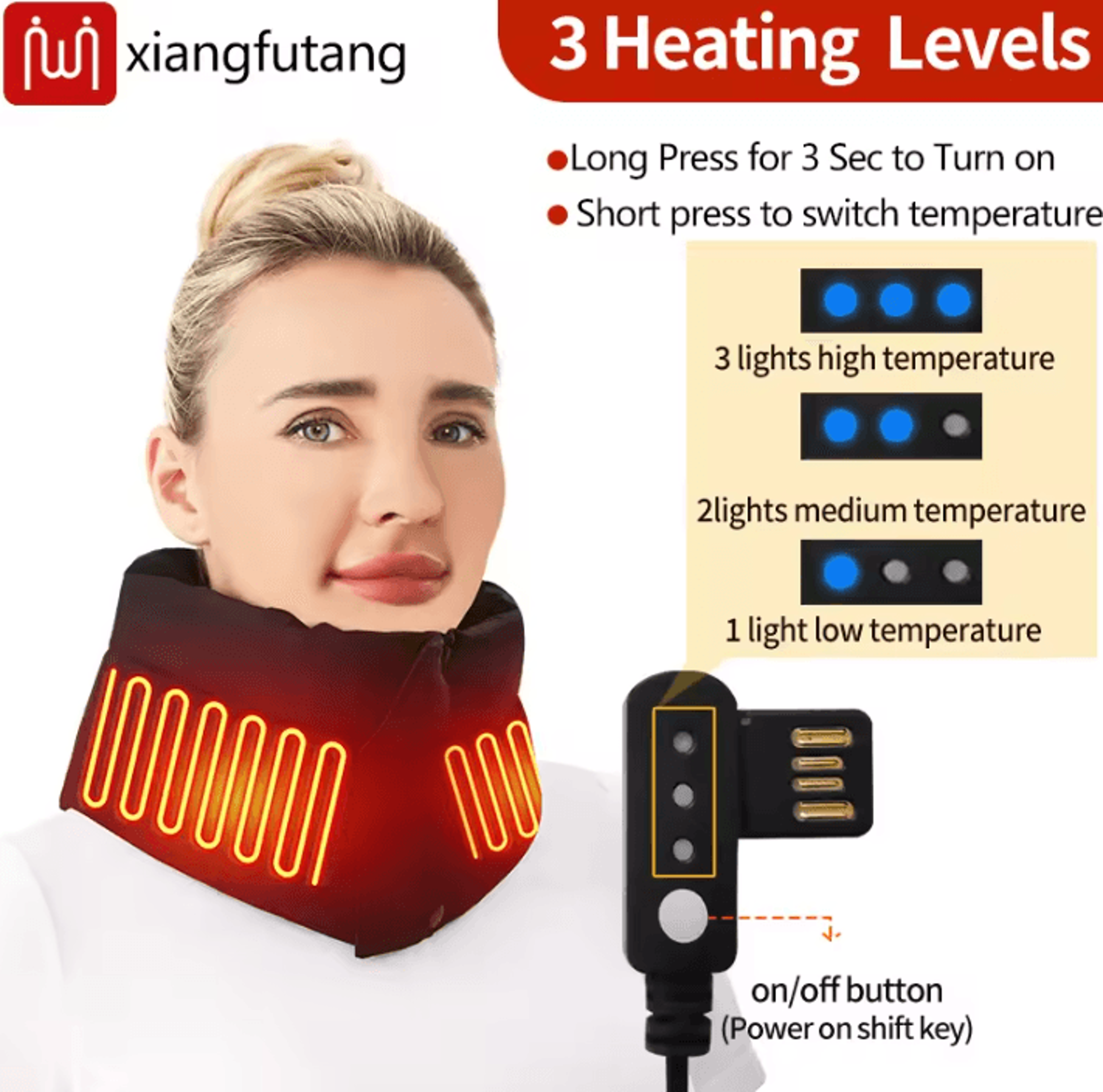 Electric Heated Neck Warmer  Adjustable Heating Neck Wrap With 3 Temperature Levels For Cold Weathe 2