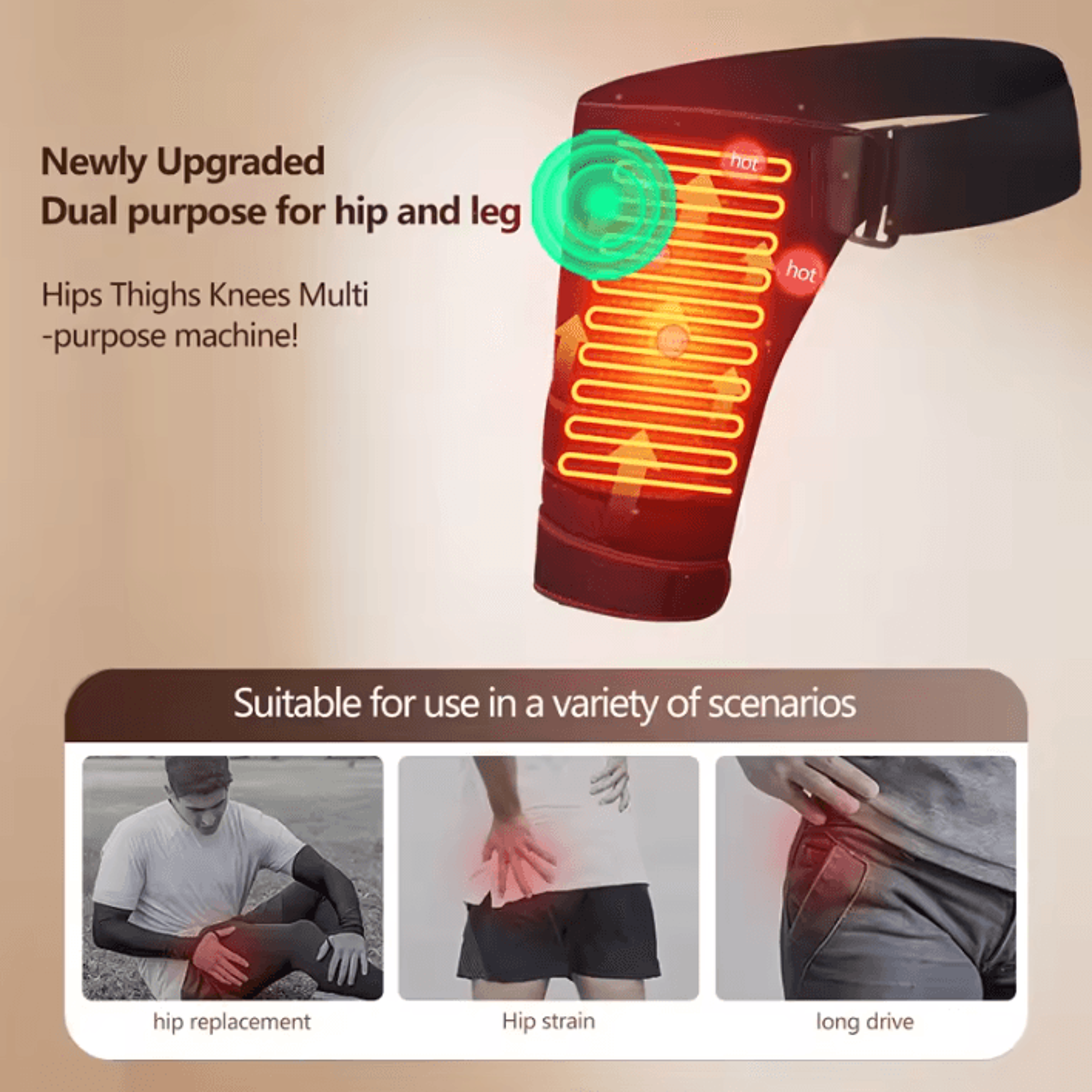 Heated Hip Support Wrap  USB Hip Heating Pad With 3 Heat Levels For Lower Back  Thigh Comfort 3