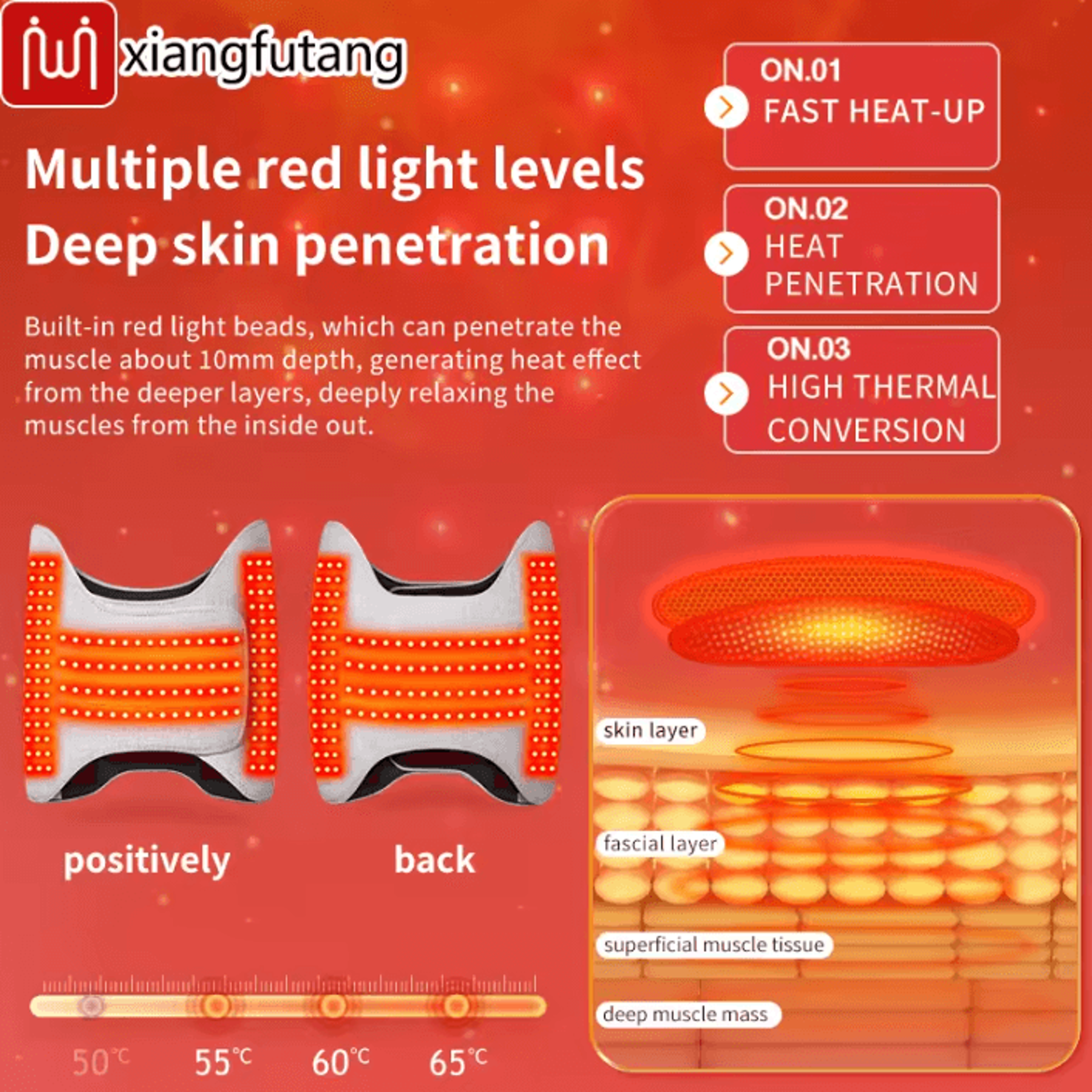 Red Light Heated Waist Belt With Vibration Massage For Lower Back  Lumbar Comfort 3