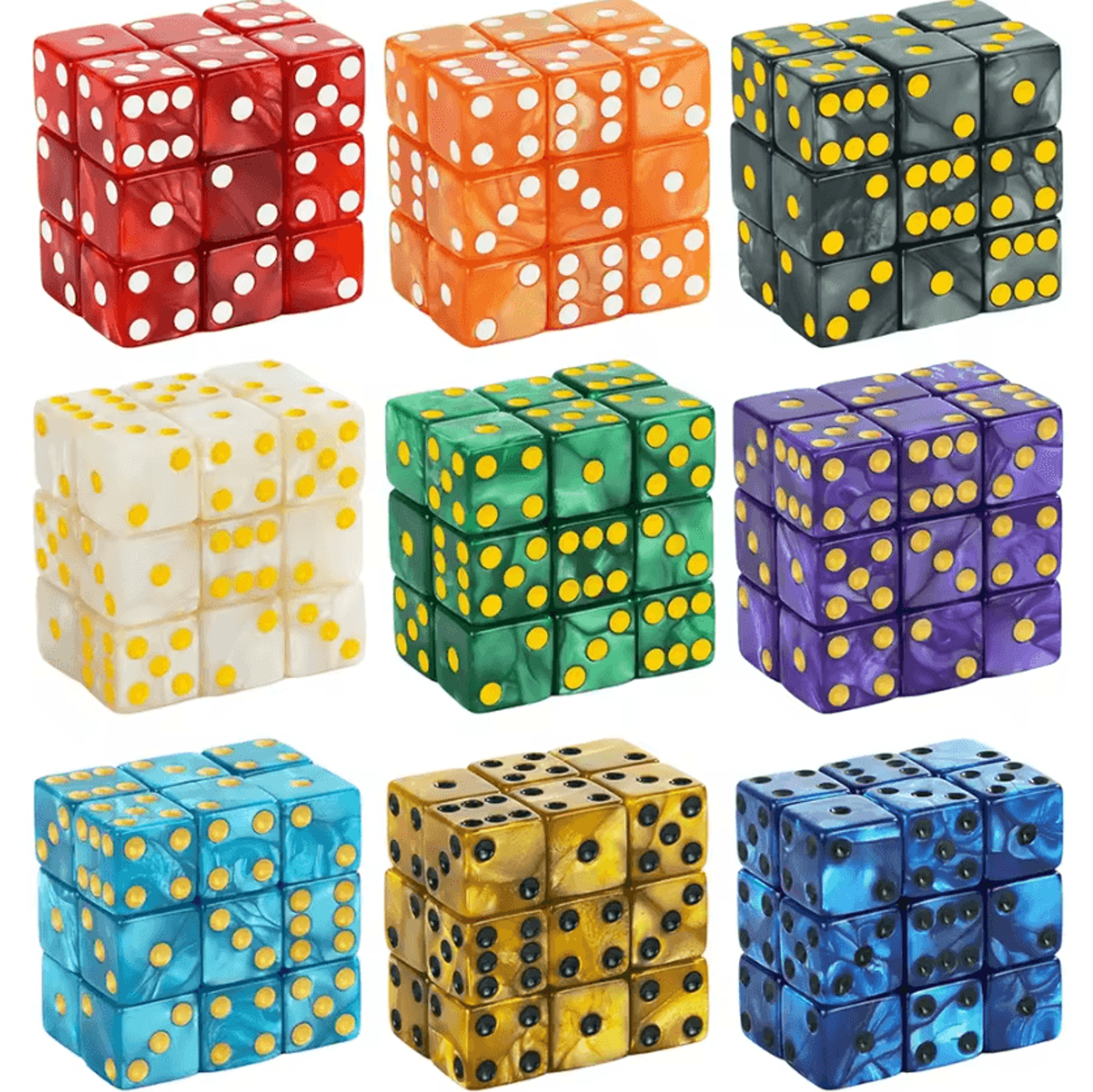 16mm Marble Acrylic D6 Dice Set For RPG Board Games  Math Learning 0