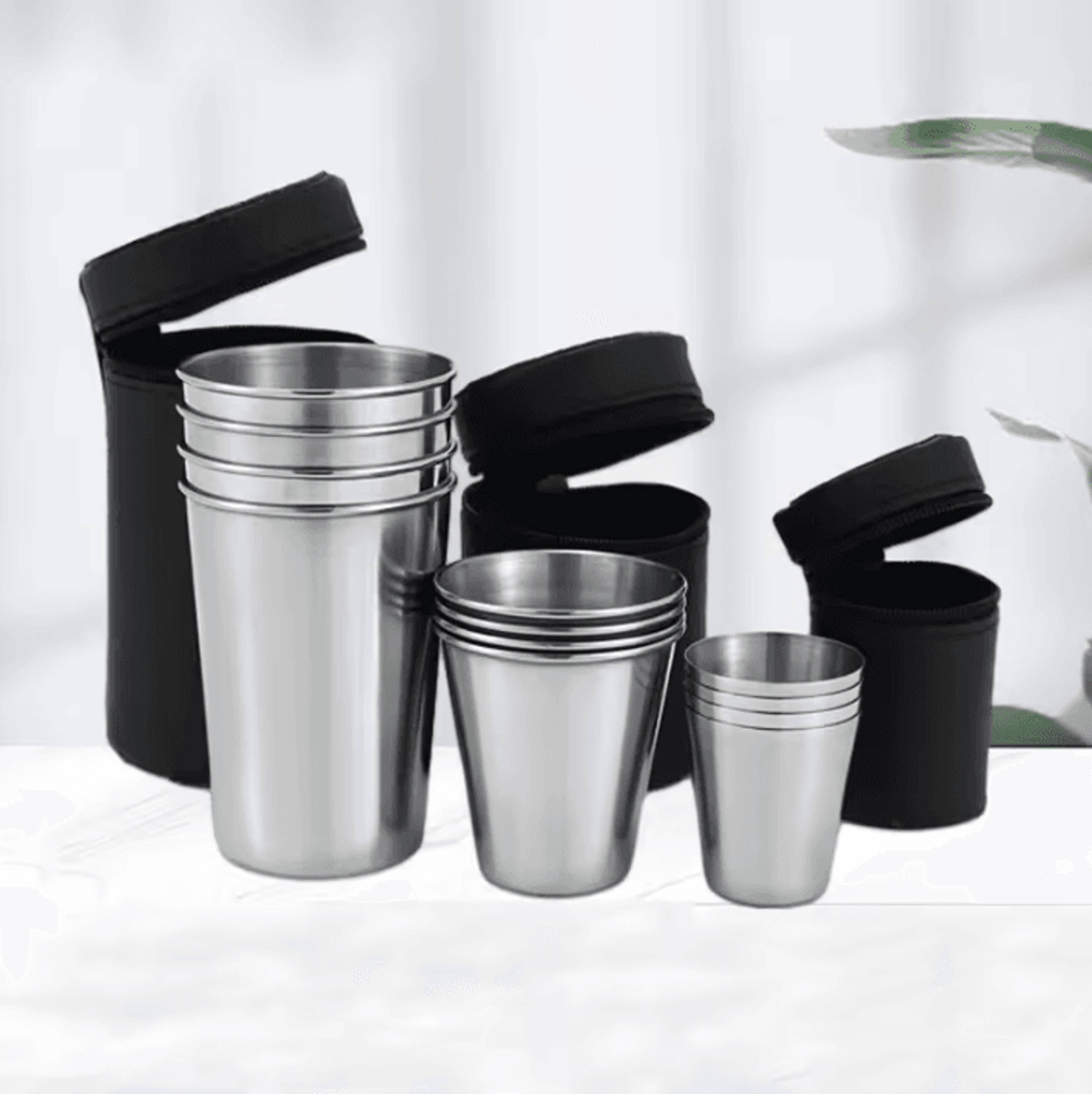 4Piece Stainless Steel Travel Cup Set With Portable Carrying Case 0