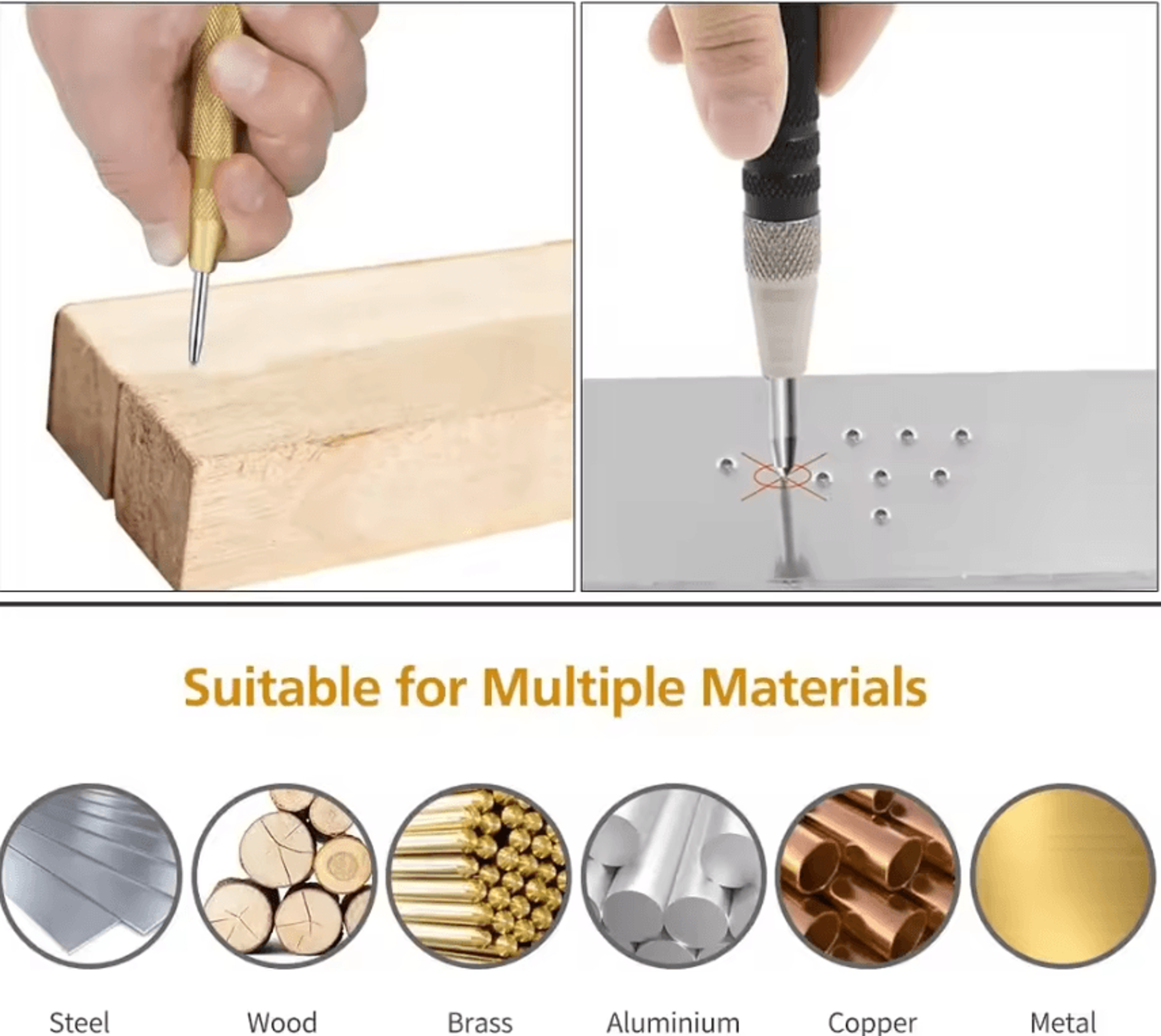 Automatic Center Punch Tool  SpringLoaded Metal  Wood Marking Punch 3