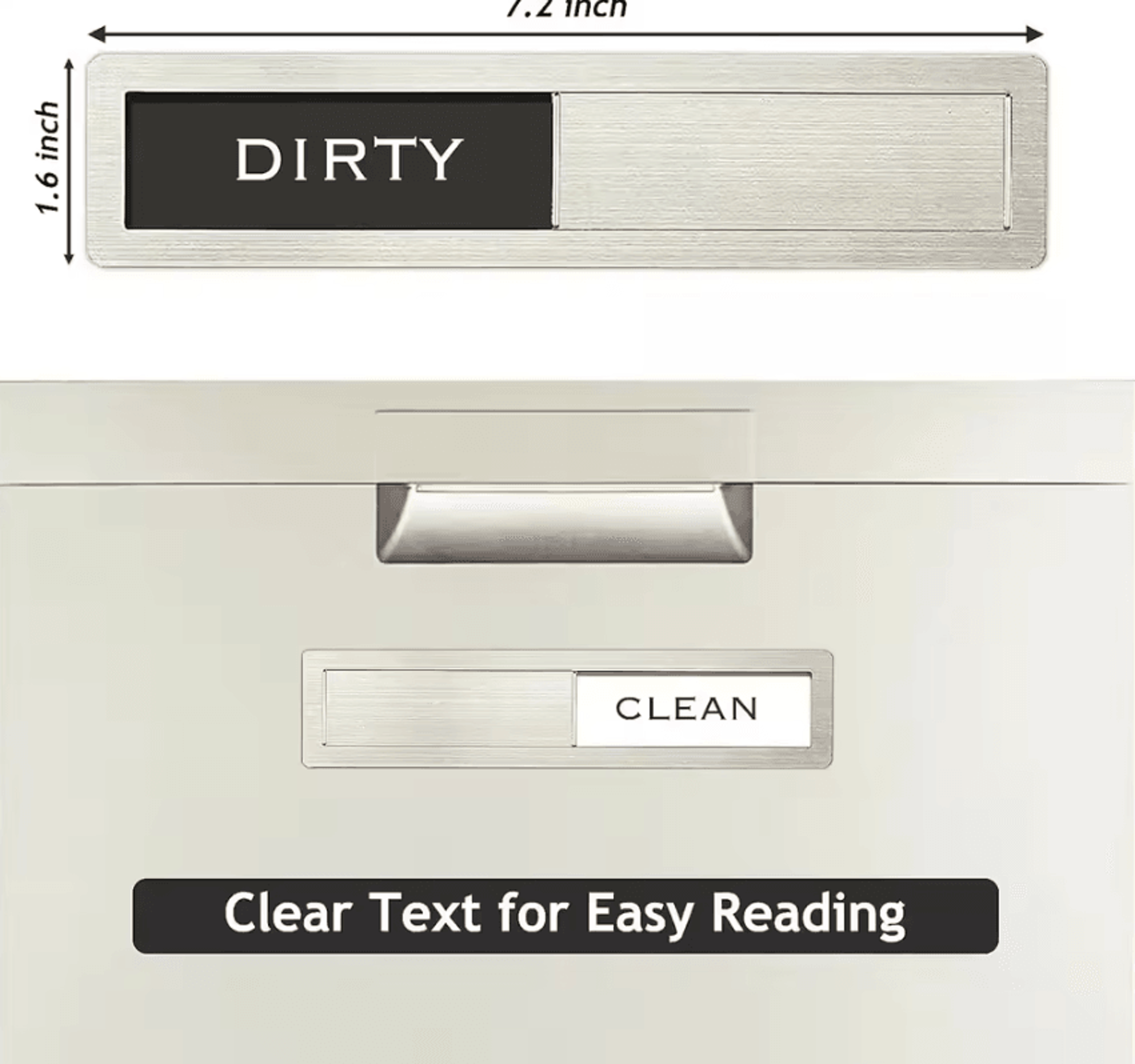 Dishwasher Clean Dirty Magnet  Stainless Steel Sliding Kitchen Status Indicator 1