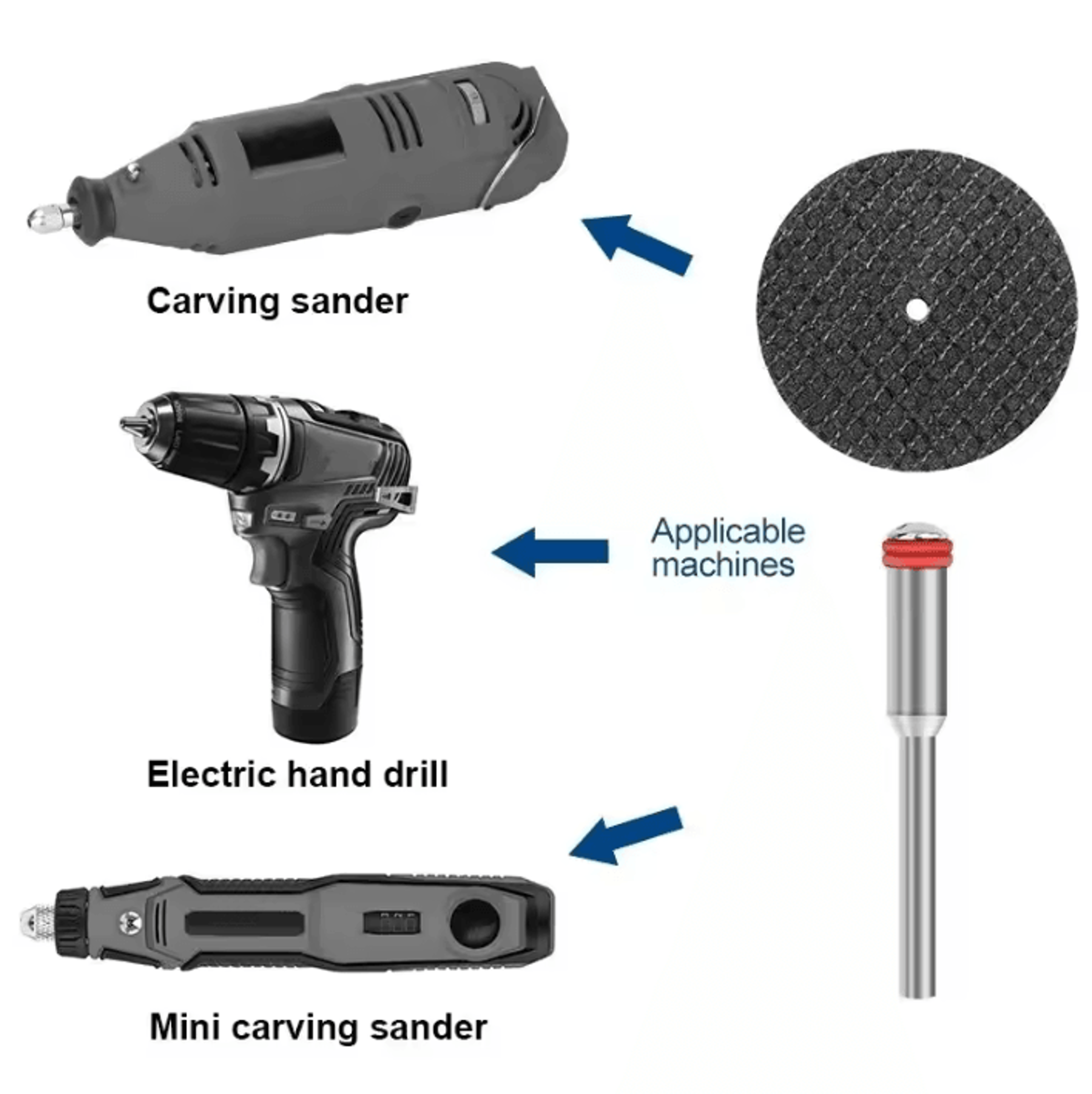 32mm Abrasive Cutting Discs With Mandrels For Rotary Tools Metal Cutting Set 3