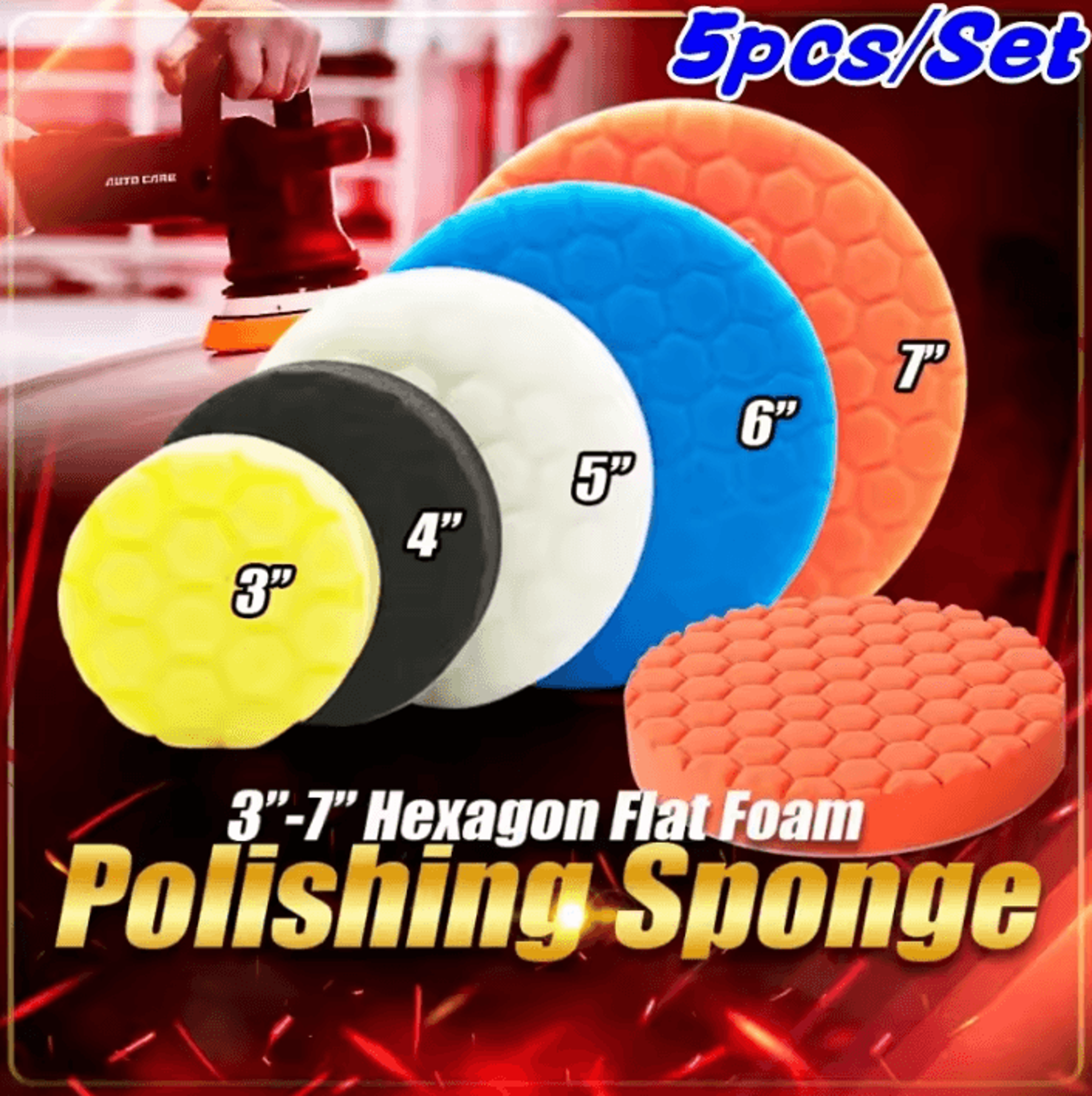 5Piece Car Polishing Pad Kit SelfAdhesive Buffing Sponge Pads 37 Inch 0
