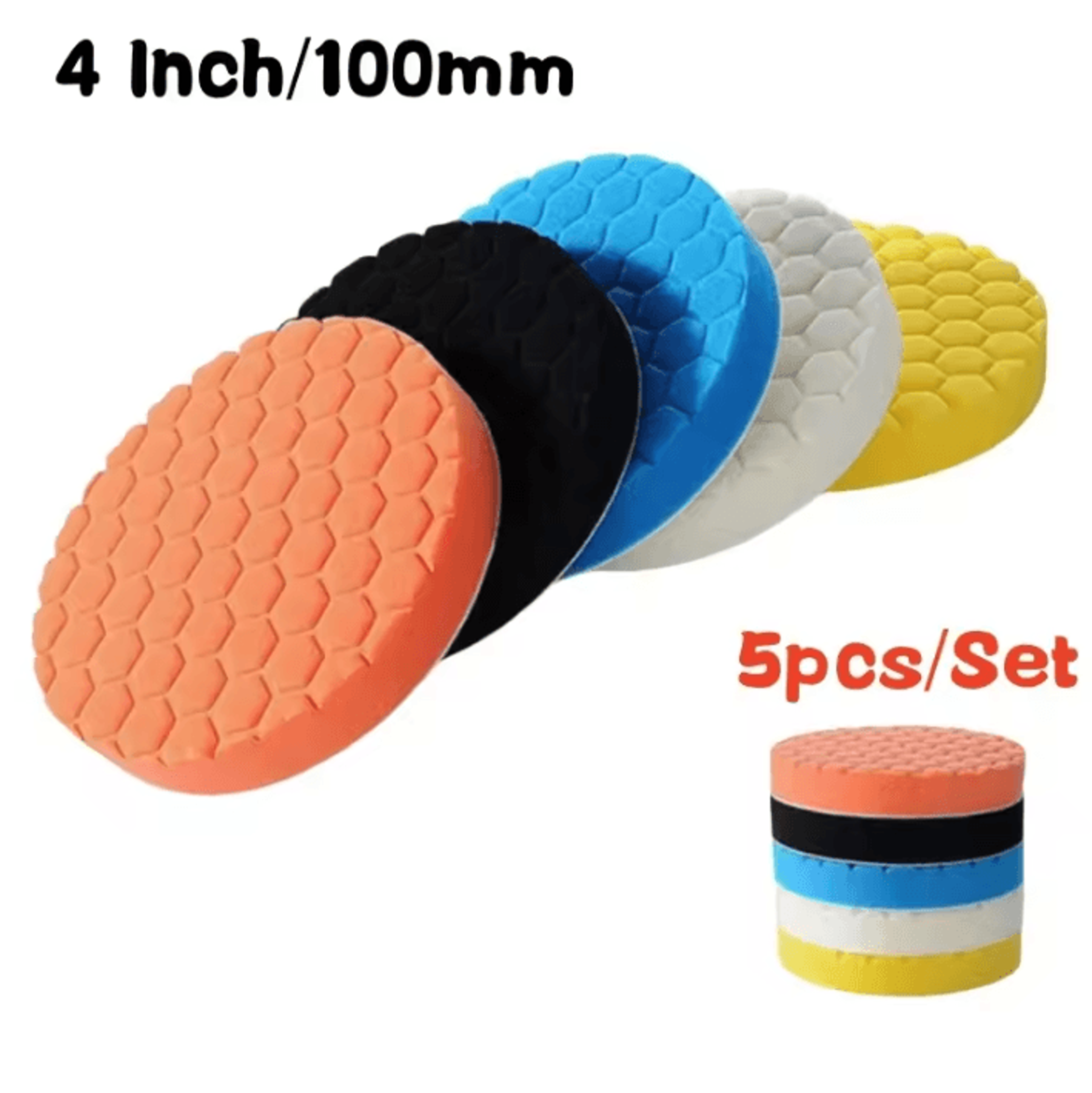 5Piece Car Polishing Pad Kit SelfAdhesive Buffing Sponge Pads 37 Inch 5