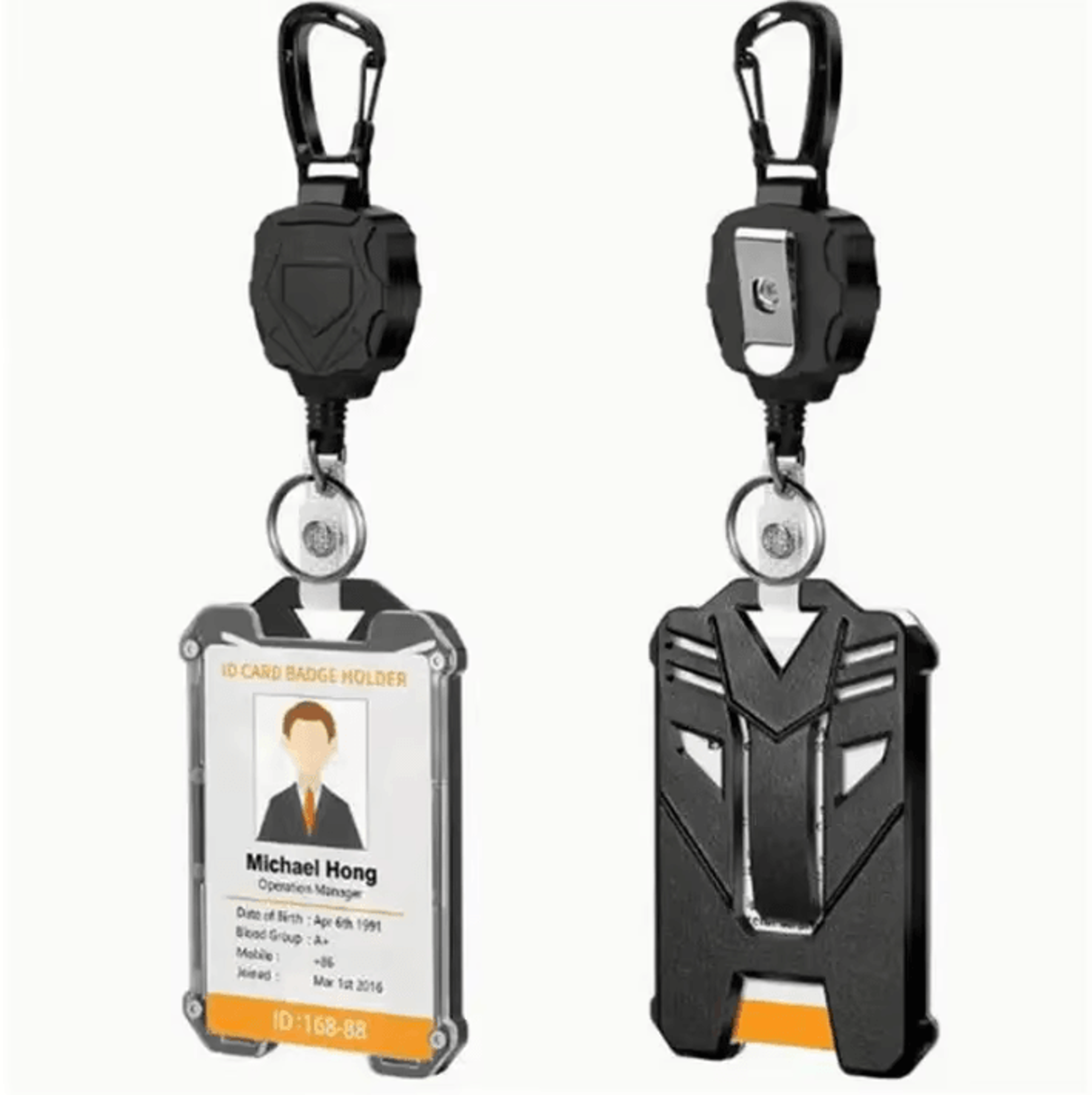 Heavy Duty Retractable Badge Holder With ID Card Cover  Reel Clip 0