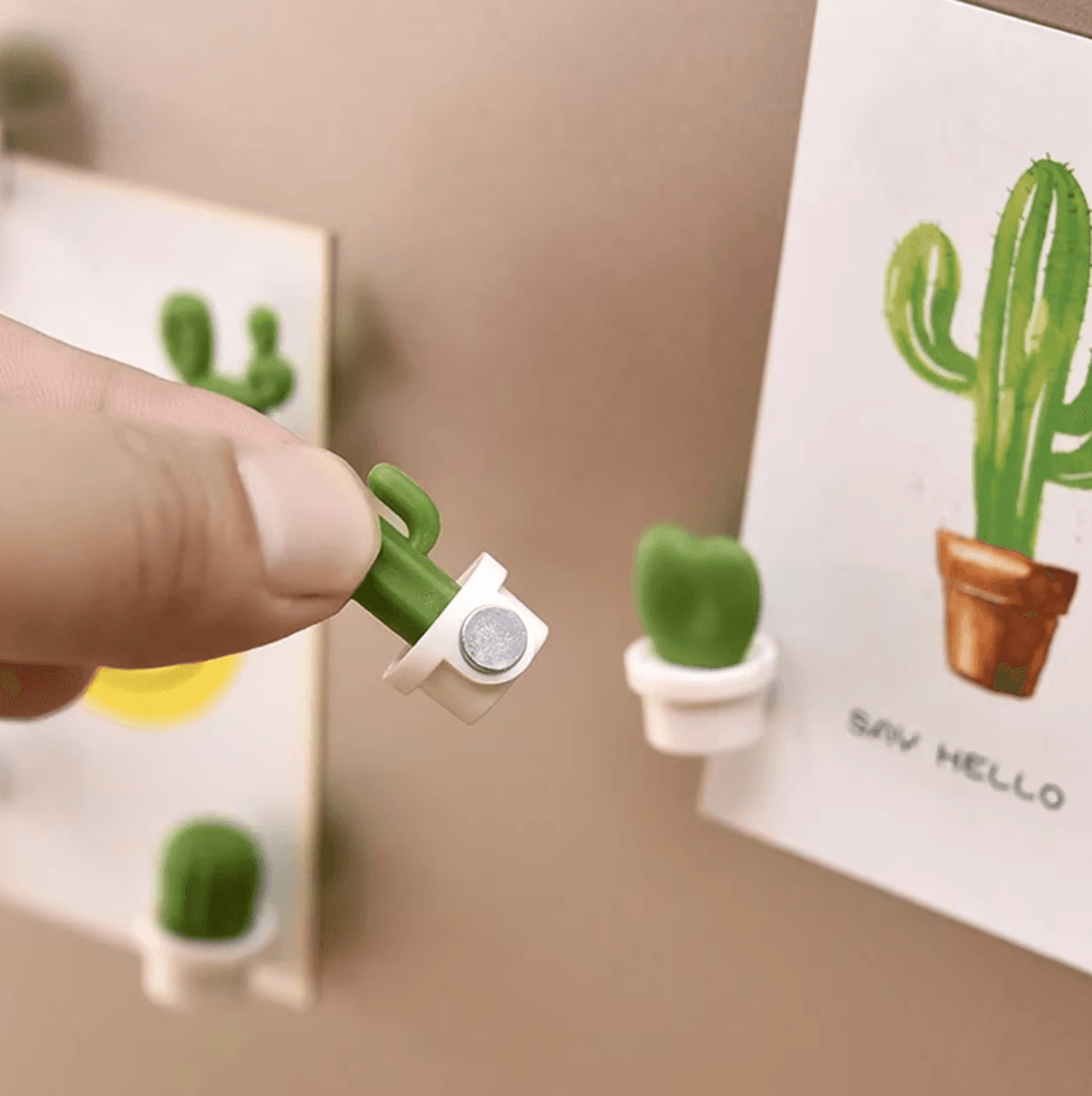 6Piece 3D Cactus Fridge Magnets Decorative Message Holder 0