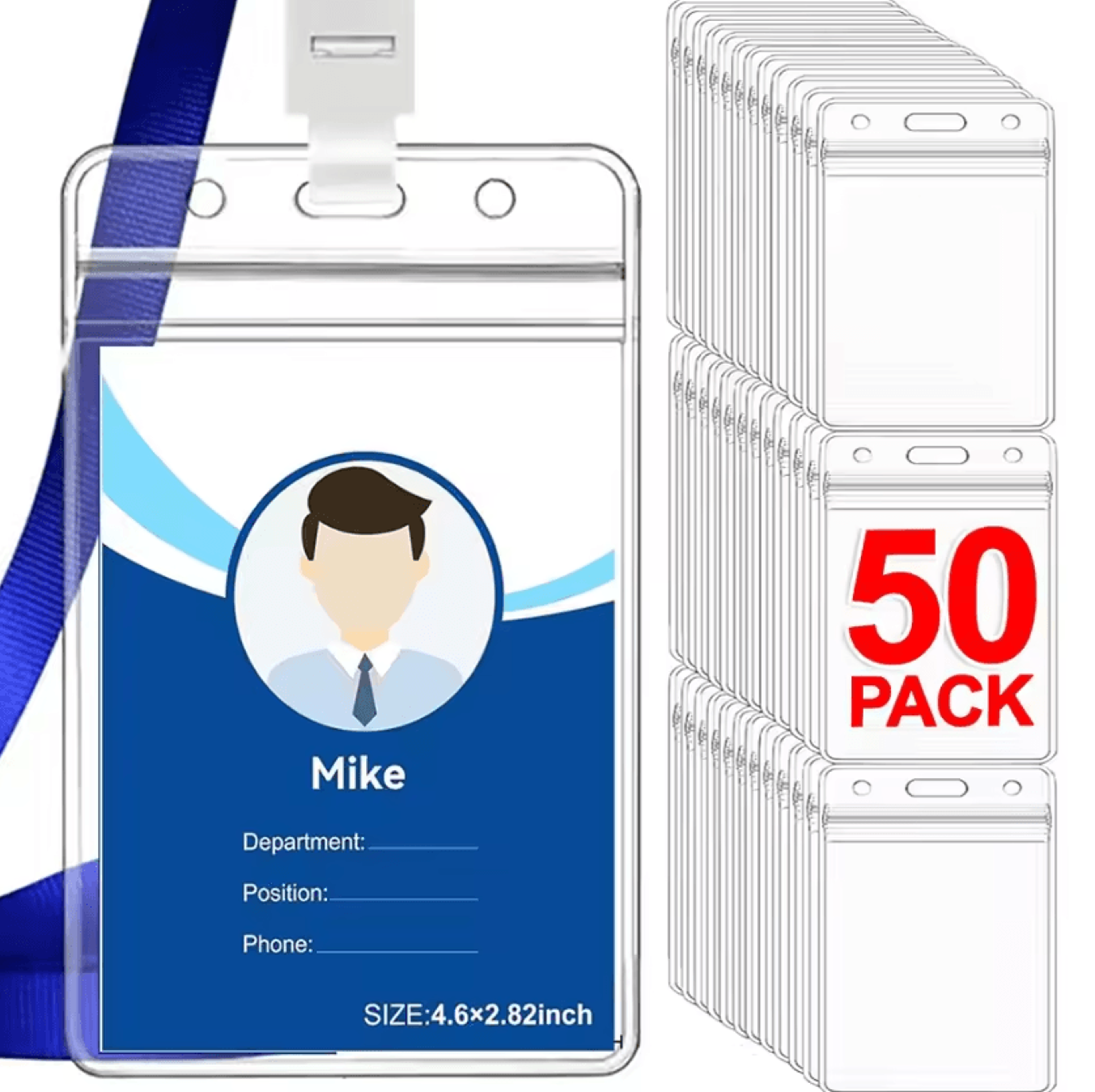 Waterproof Vertical Name Badge Holder With Resealable Zip 0
