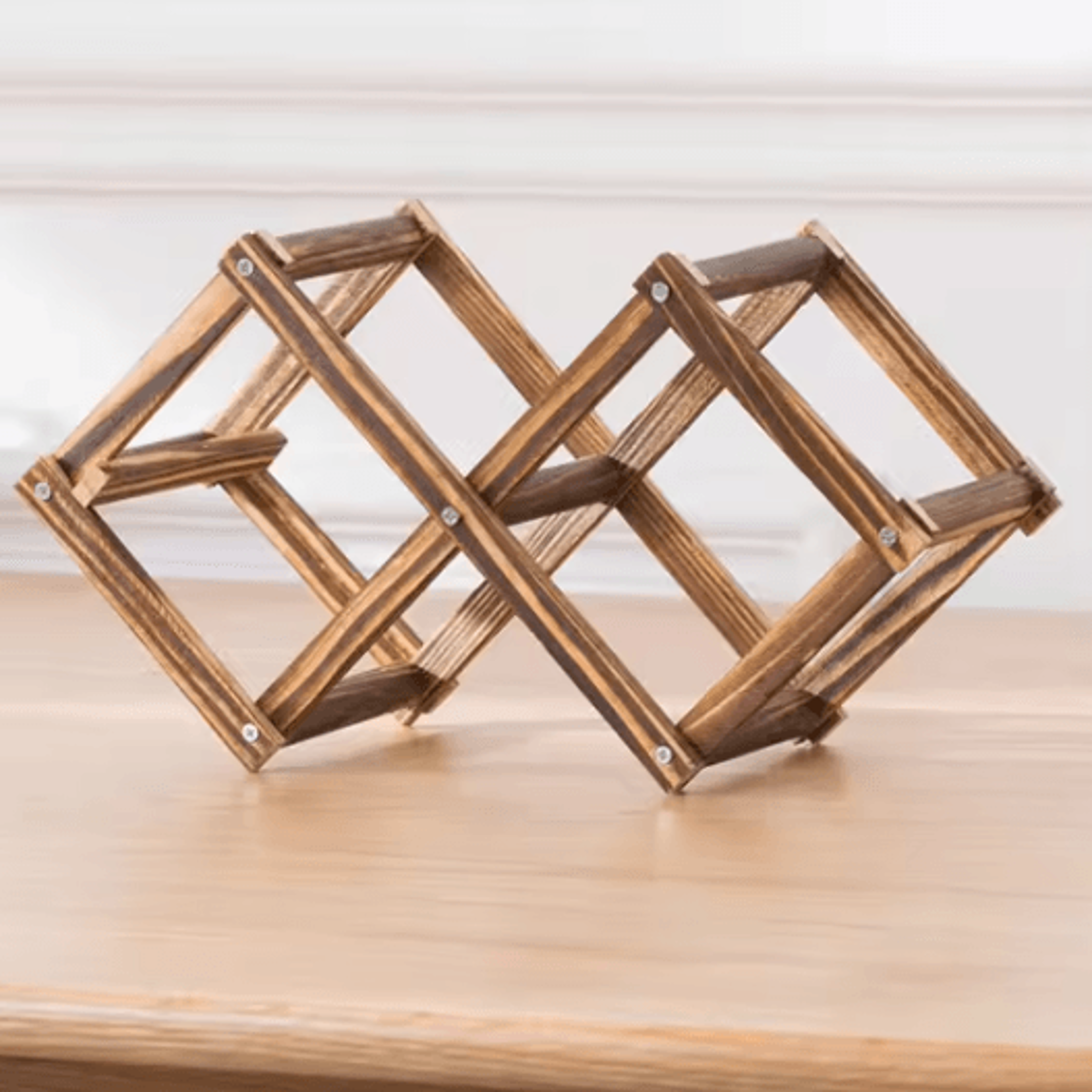 Rustic Wooden Wine Rack Countertop Wine Bottle Storage Display Stand 3