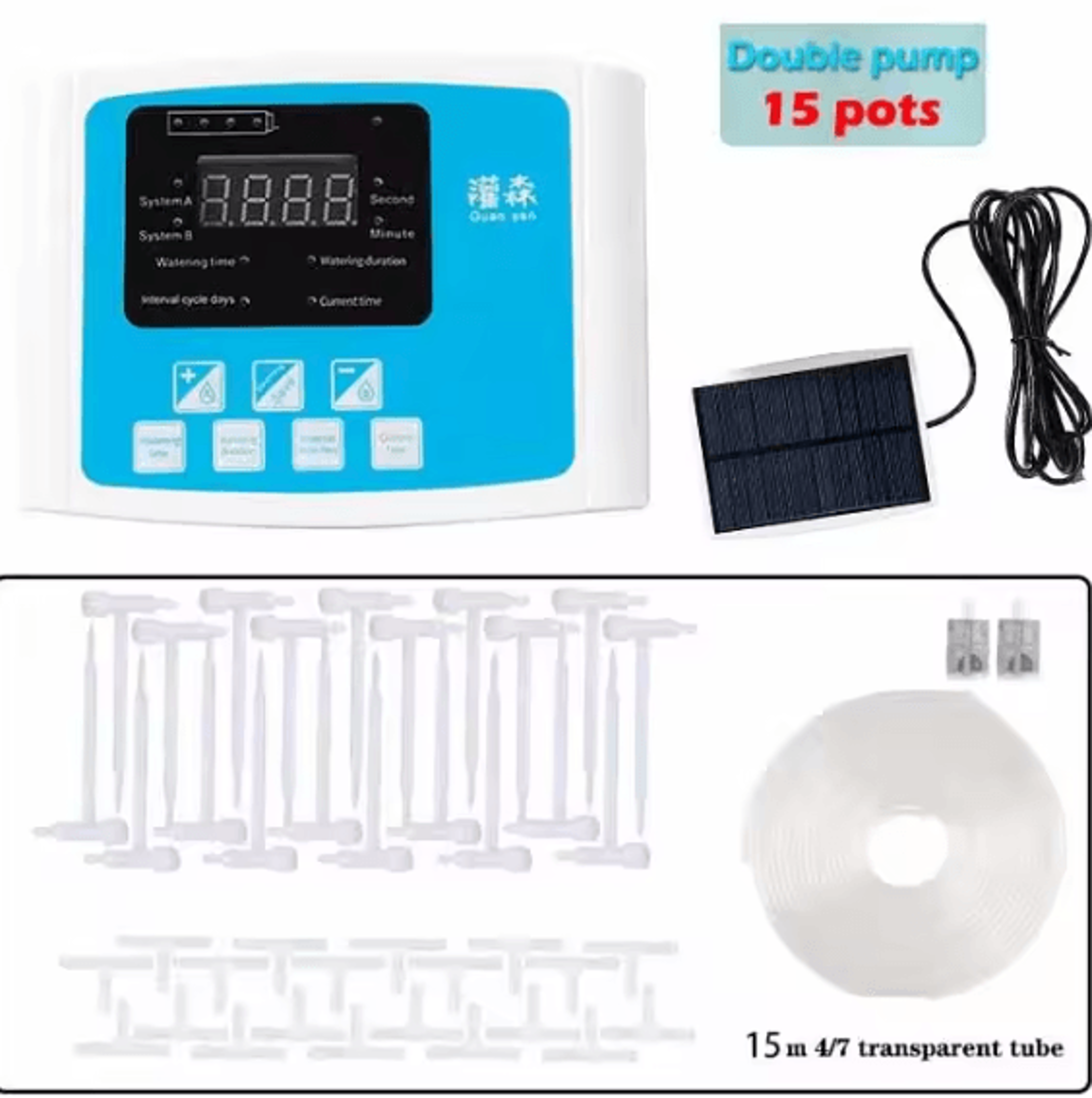 Solar Automatic Drip Irrigation System With Adjustable Valve  Dual Pump Timer 7