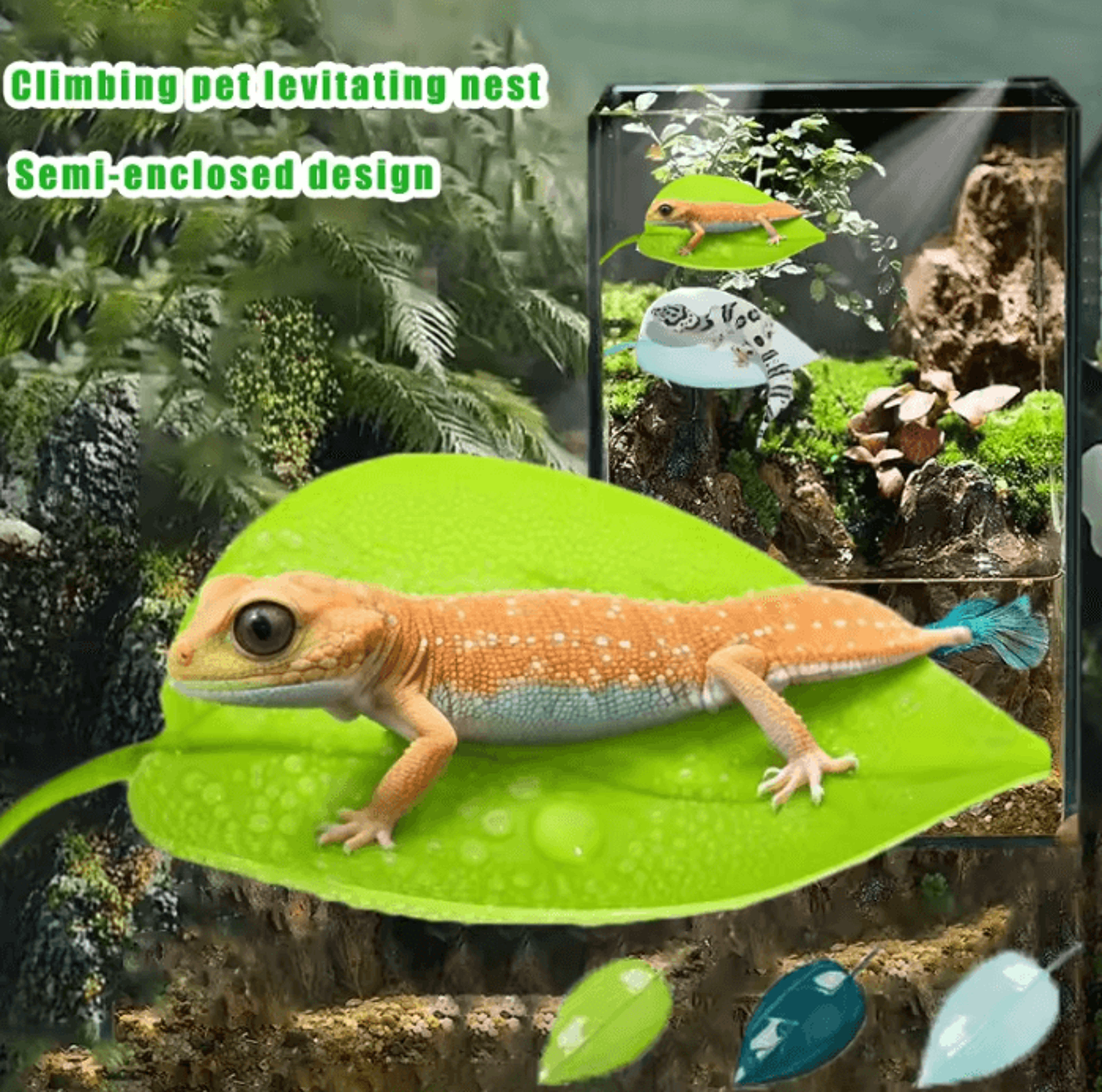 Reptile Leaf Basking Platform With Suction Cups For Geckos And Frogs 0