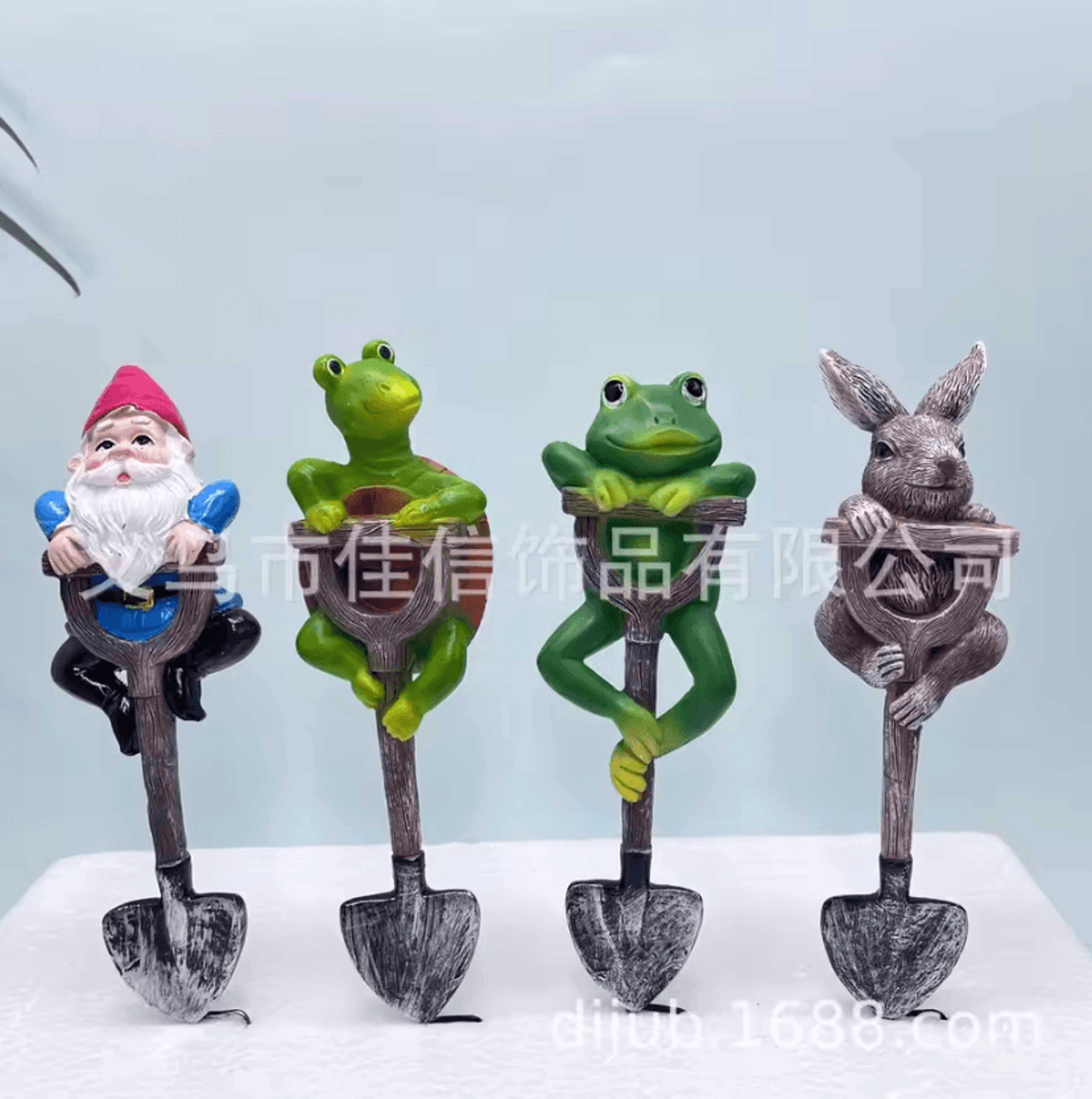 Whimsical Resin Garden Statue Set With Gnome Frog Rabbit  Turtle 3