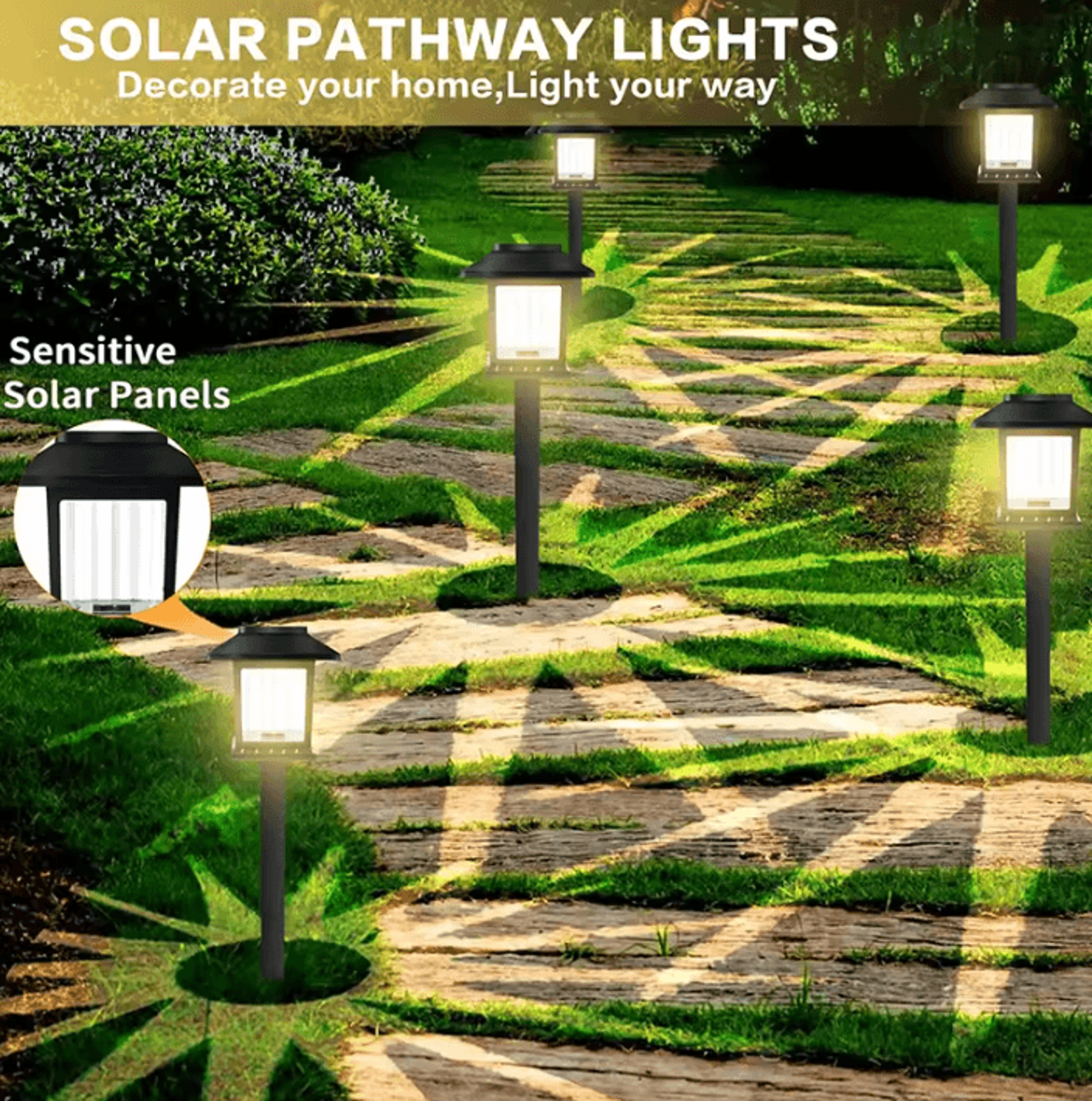 2PCS Solar LED Pathway Lights  Waterproof Outdoor Garden Lights For Walkways Patios  Driveways 1