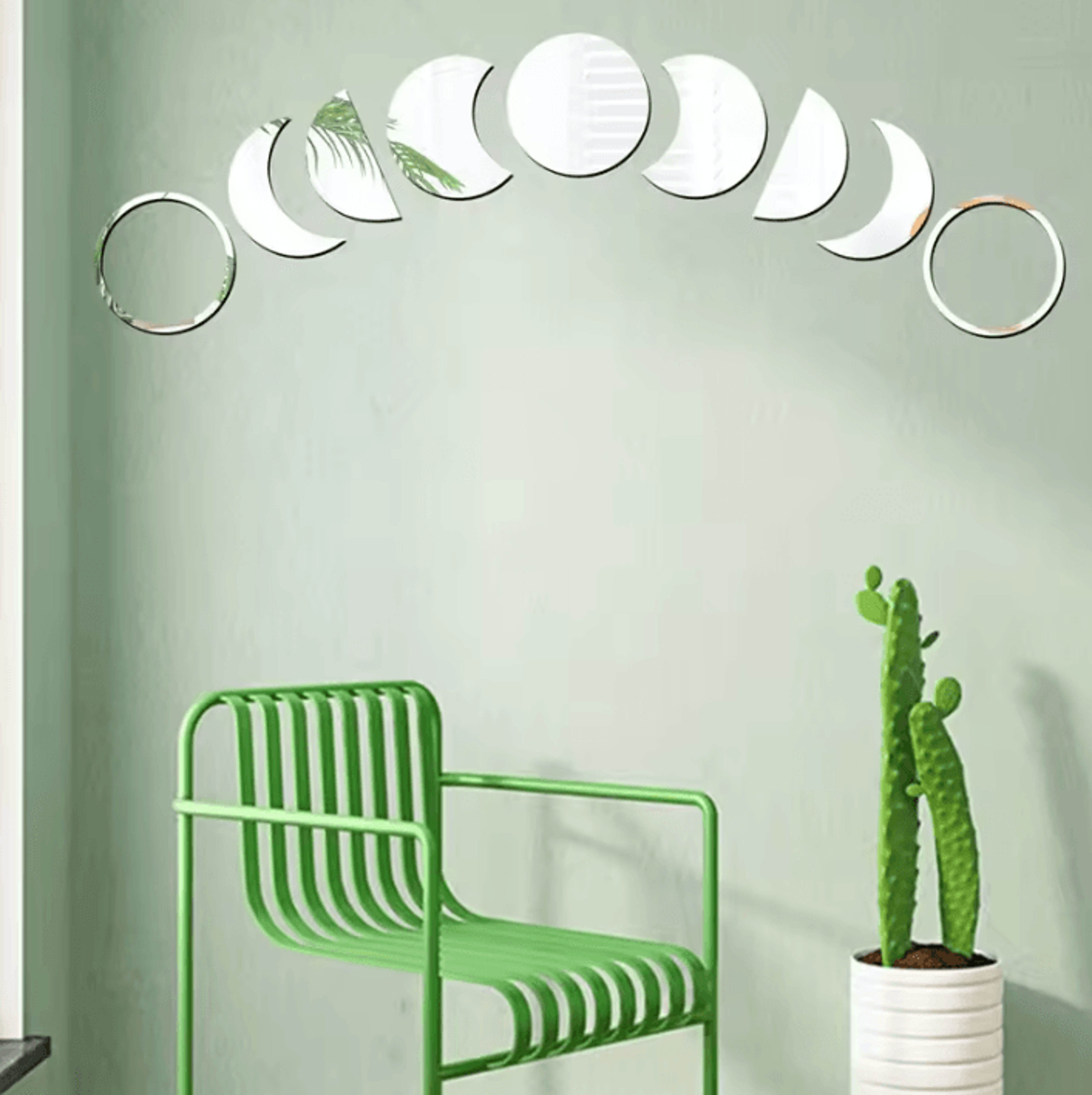 9PCS Moon Phase Mirror Wall Stickers  Acrylic Lunar Cycle Wall Decor For Bedroom Living Room  Home 0