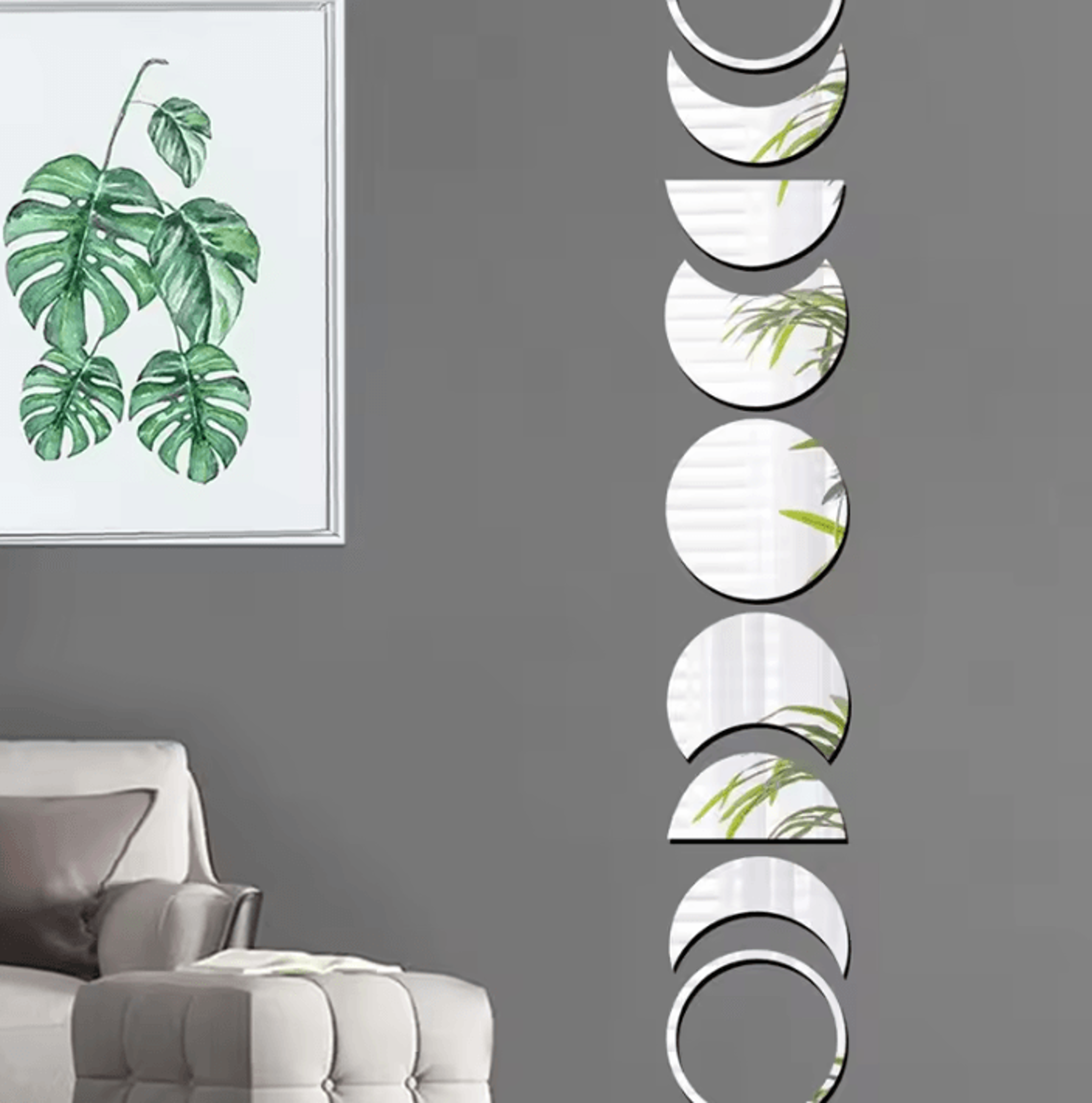 9PCS Moon Phase Mirror Wall Stickers  Acrylic Lunar Cycle Wall Decor For Bedroom Living Room  Home 1
