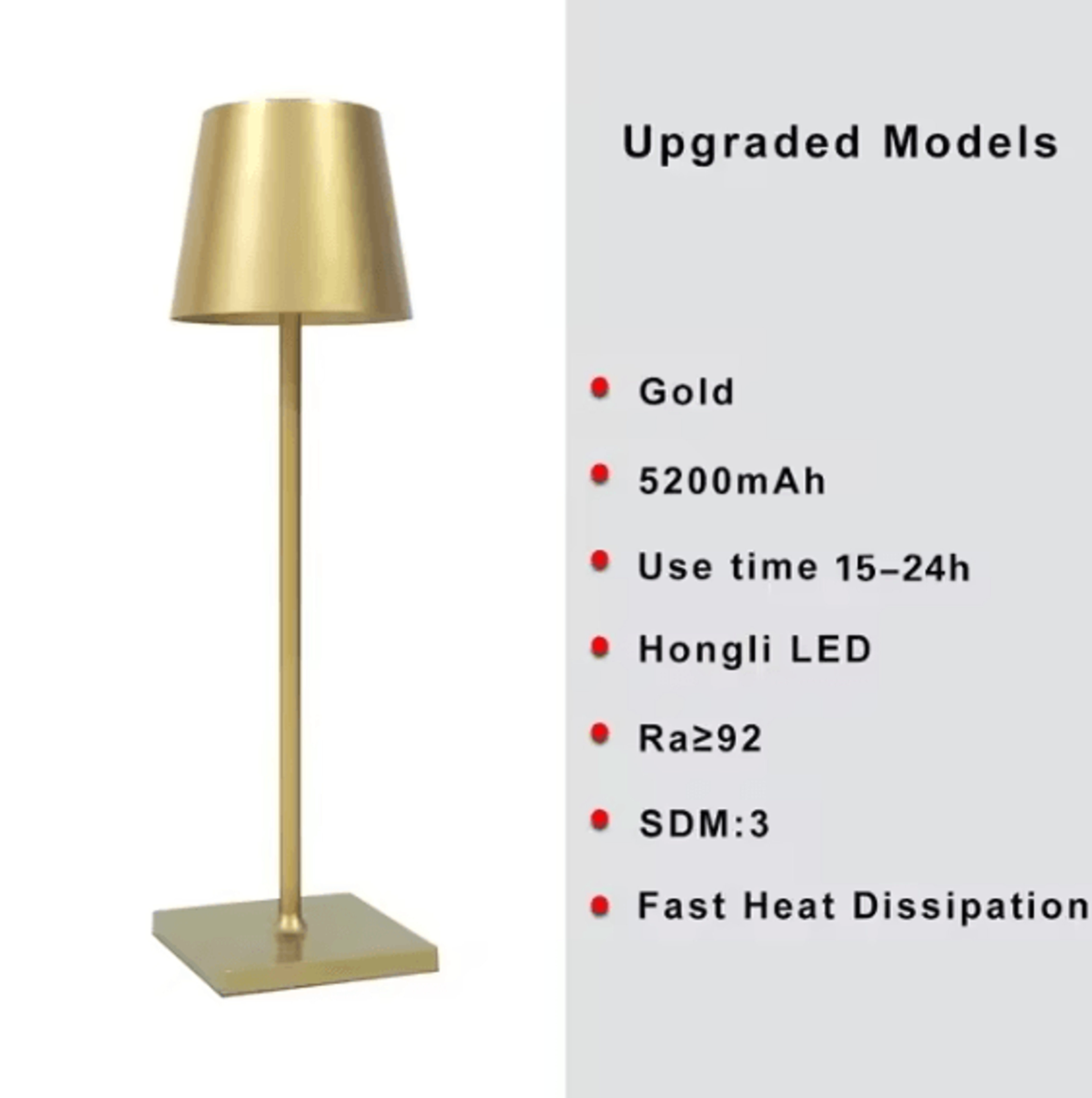 Cordless Rechargeable LED Table Lamp With Touch Control For Bedroom Restaurant  Hotel 8