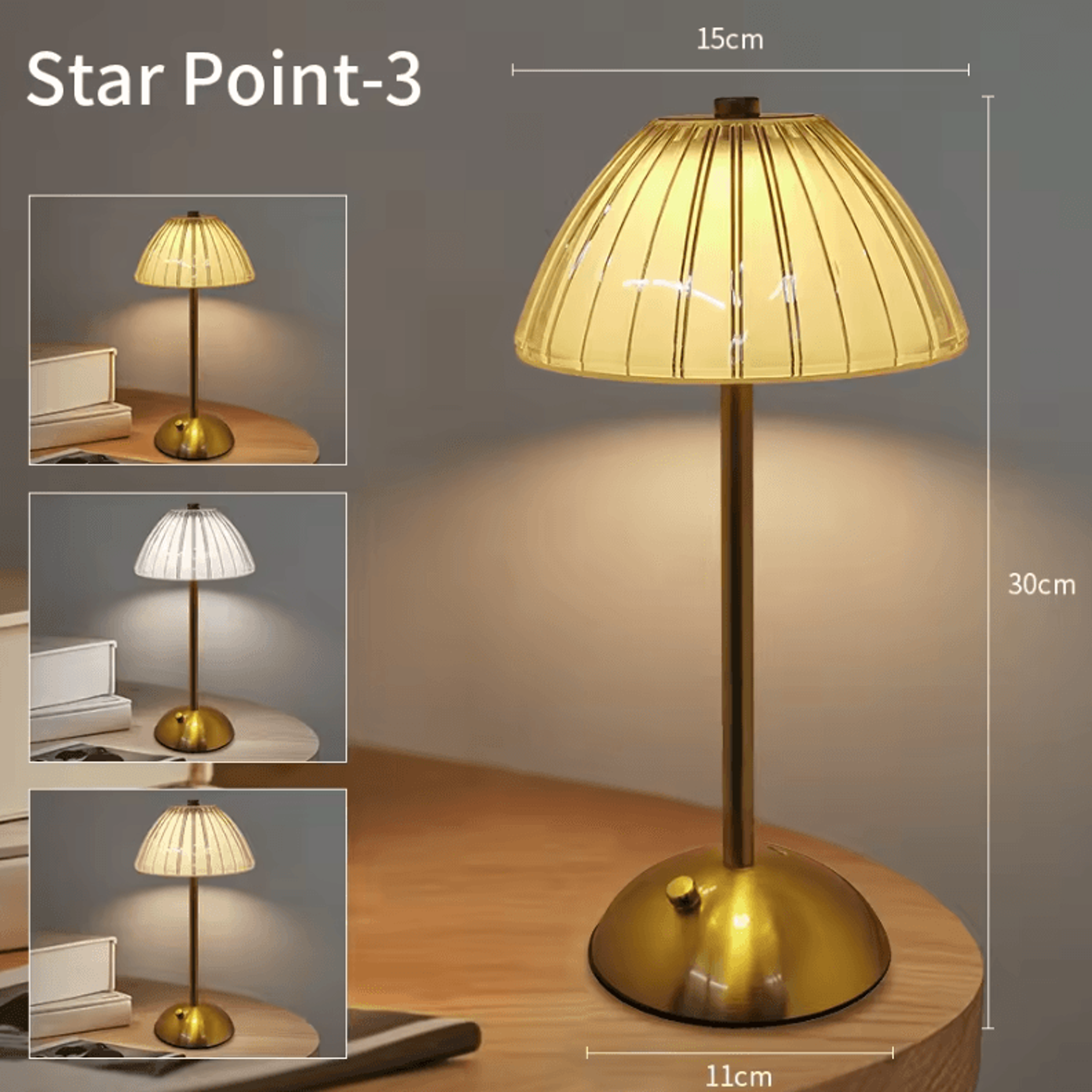 Rechargeable Crystal LED Table Lamp Dimmable Bedside Reading Light For Bedroom  Home Decor 3