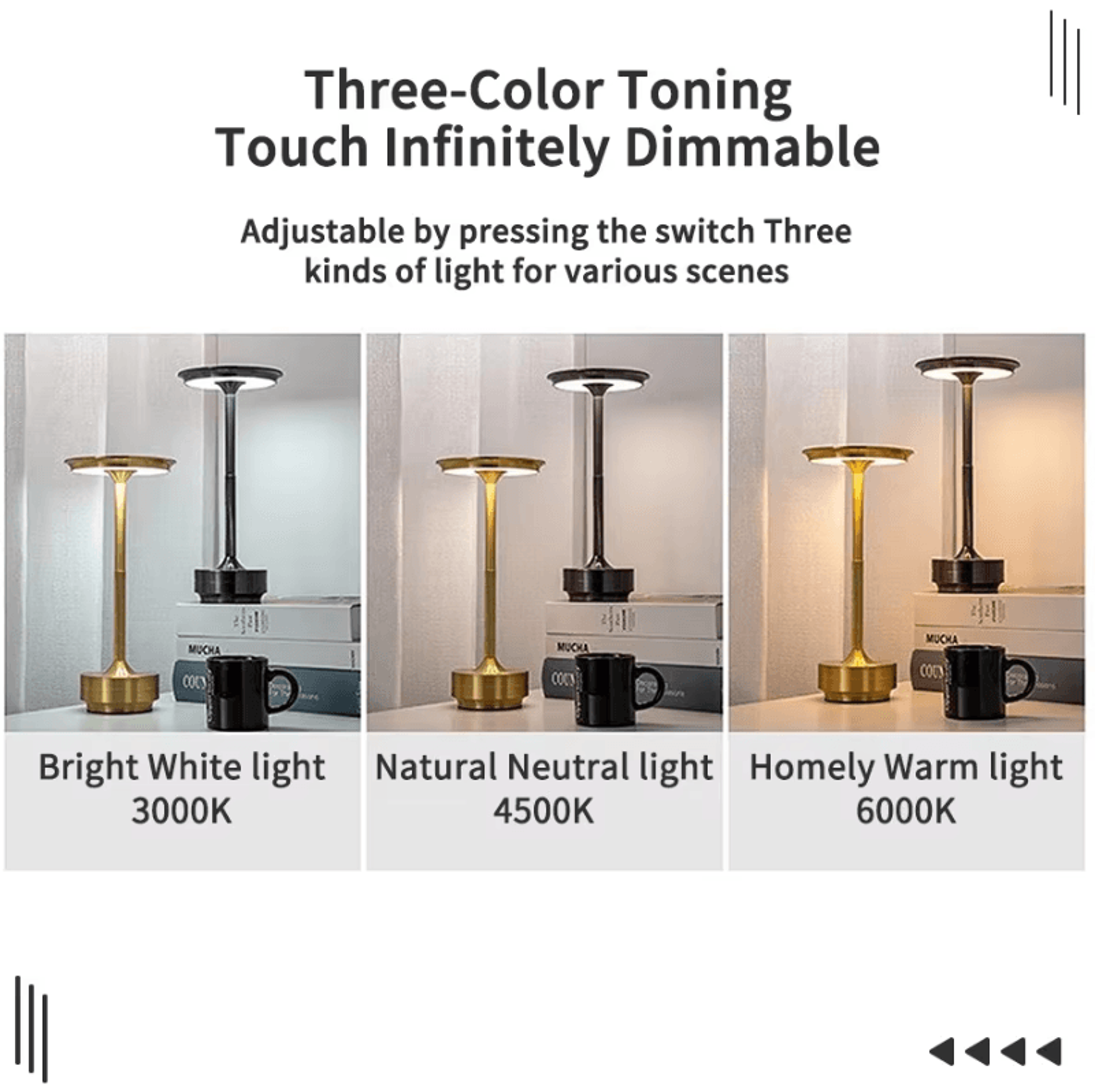 Wireless Rechargeable Touch Table Lamp For Bedroom Desk  Home Decor 1