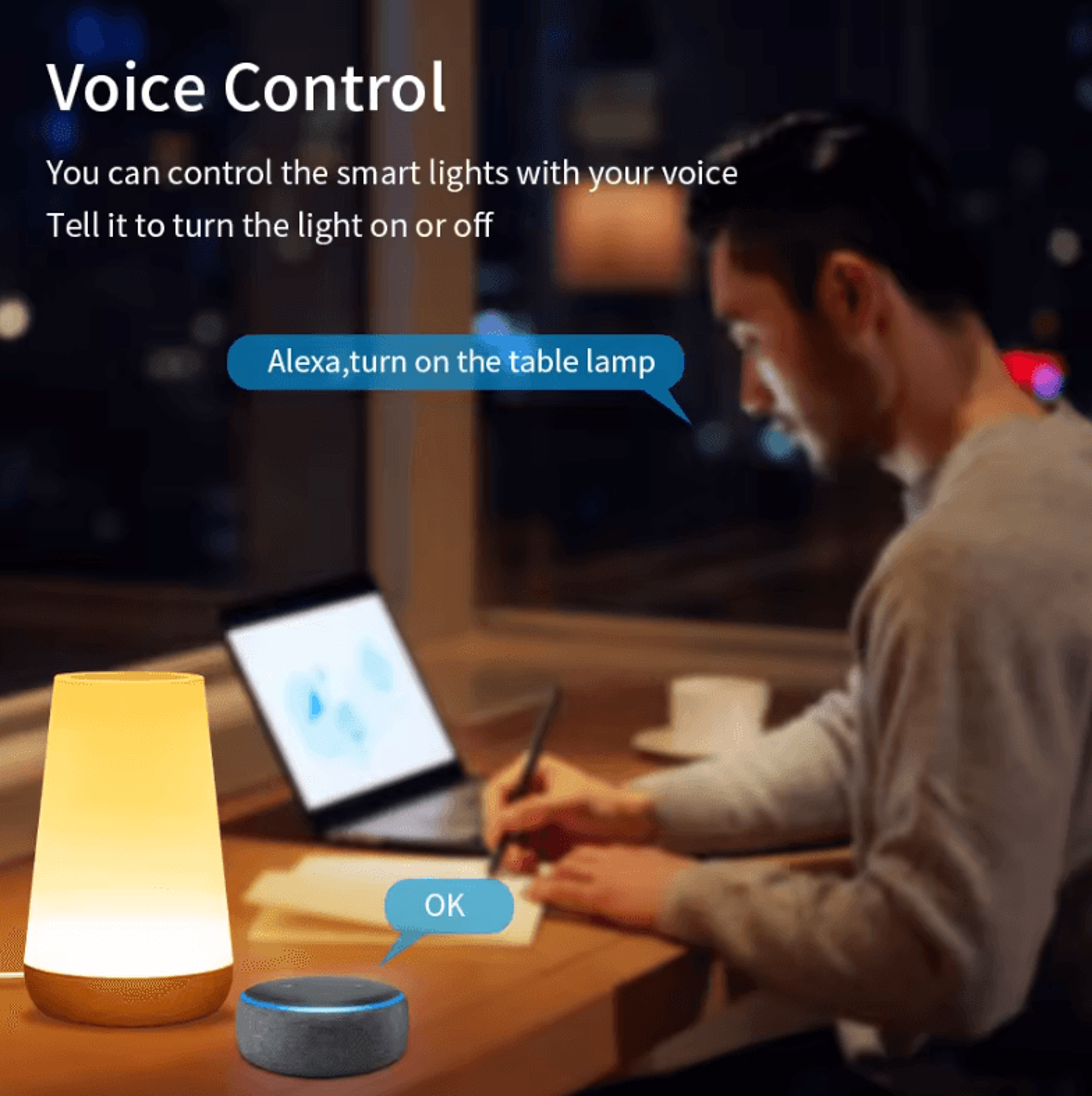 Tuya WiFi Smart LED Table Lamp With App  Voice Control For Bedroom Desk  Home 3