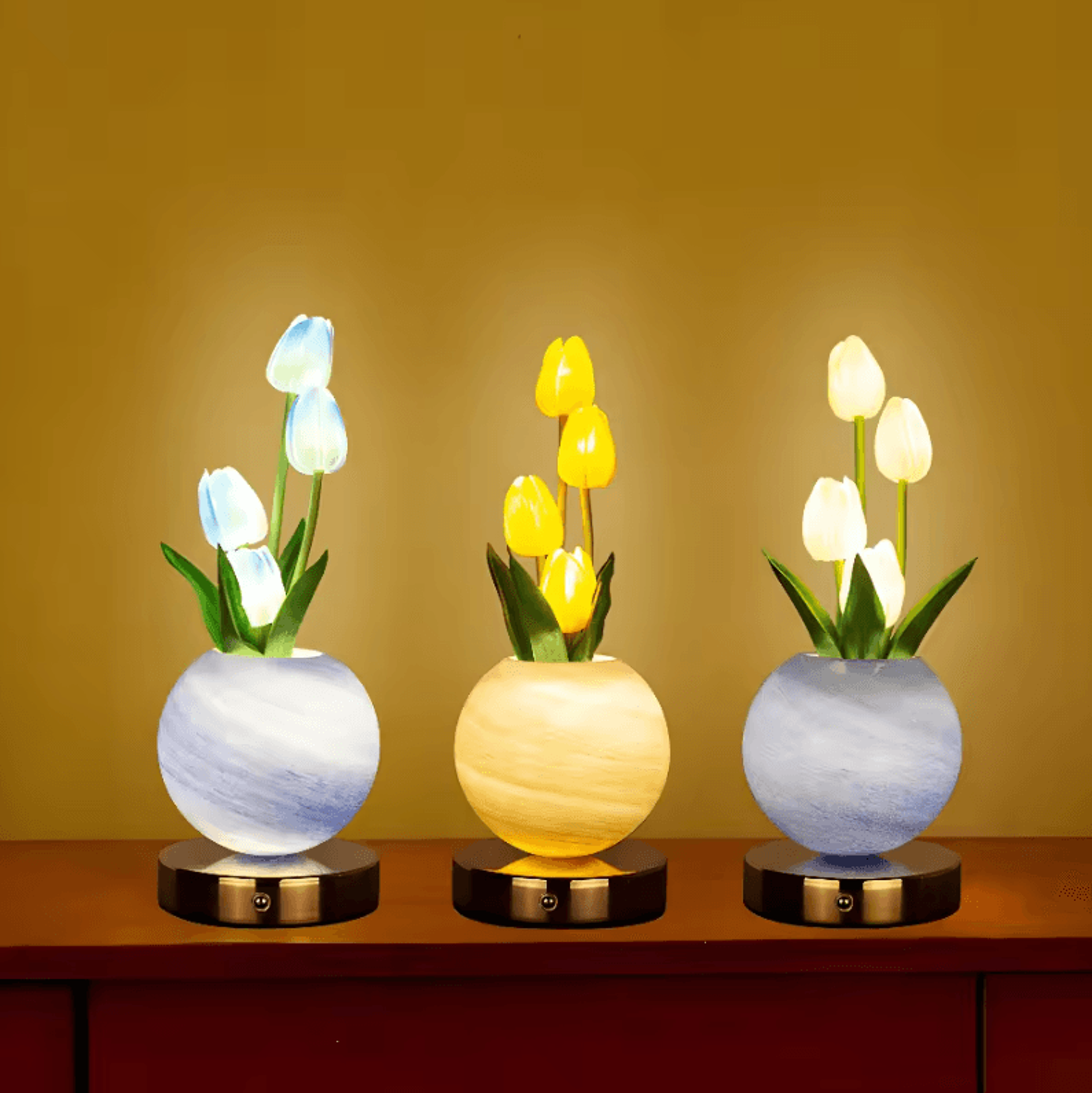 Tulip LED Night Light USB Rechargeable Table Lamp For Bedroom  Bedside Decor 2