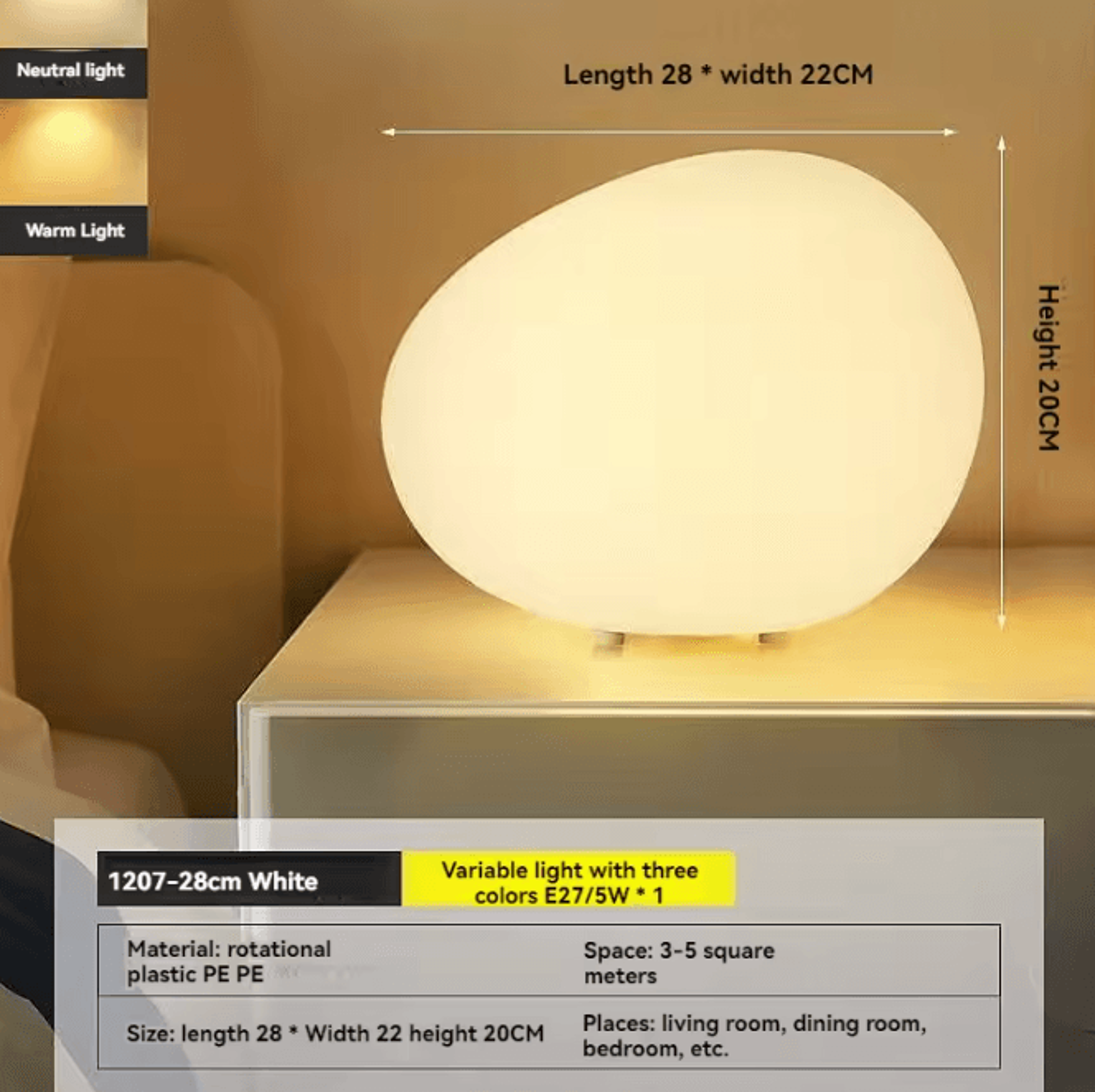 Cobblestone LED Table Lamp Modern Minimalist Night Light For Bedroom  Home Decor 6