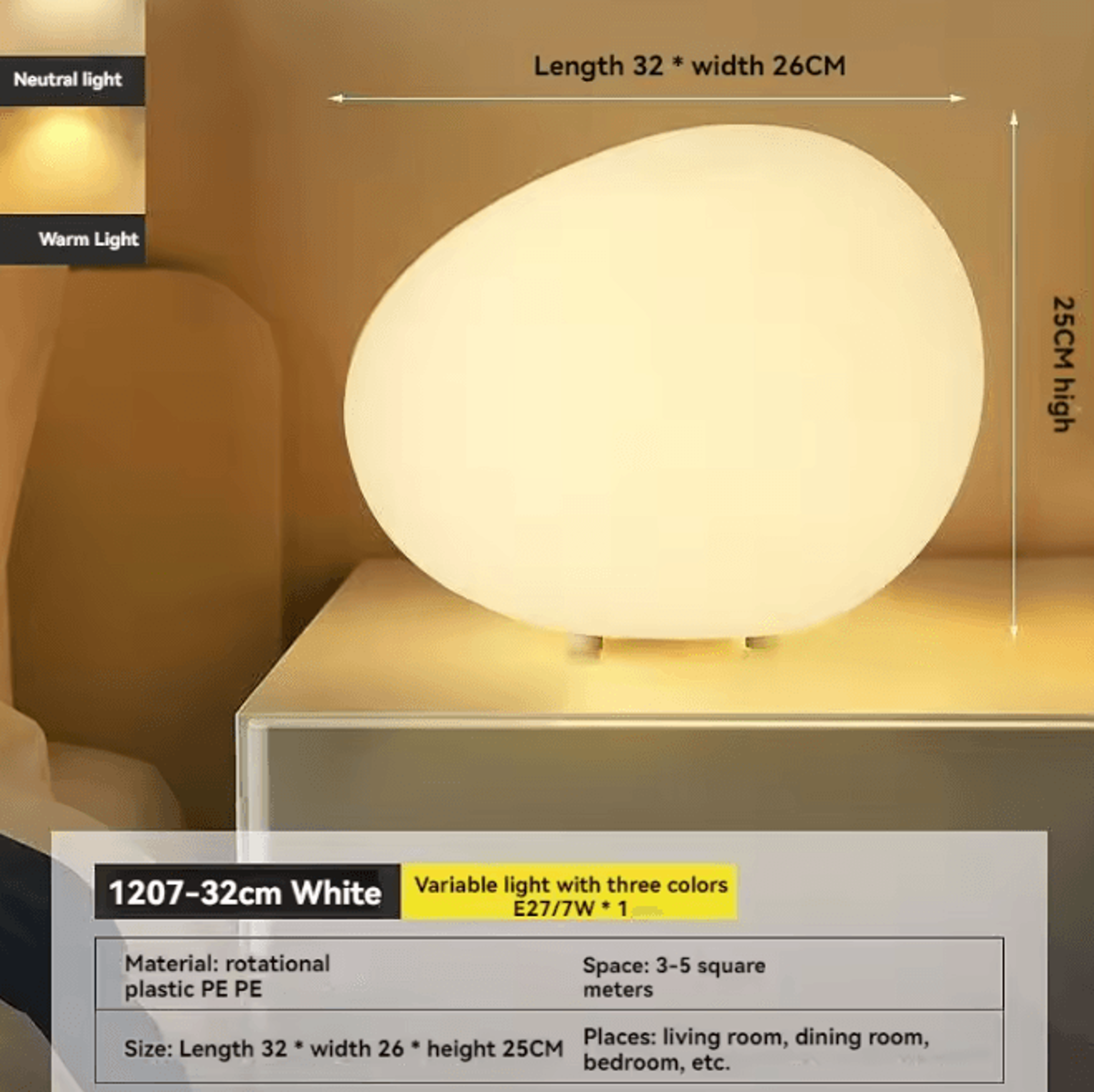 Cobblestone LED Table Lamp Modern Minimalist Night Light For Bedroom  Home Decor 7