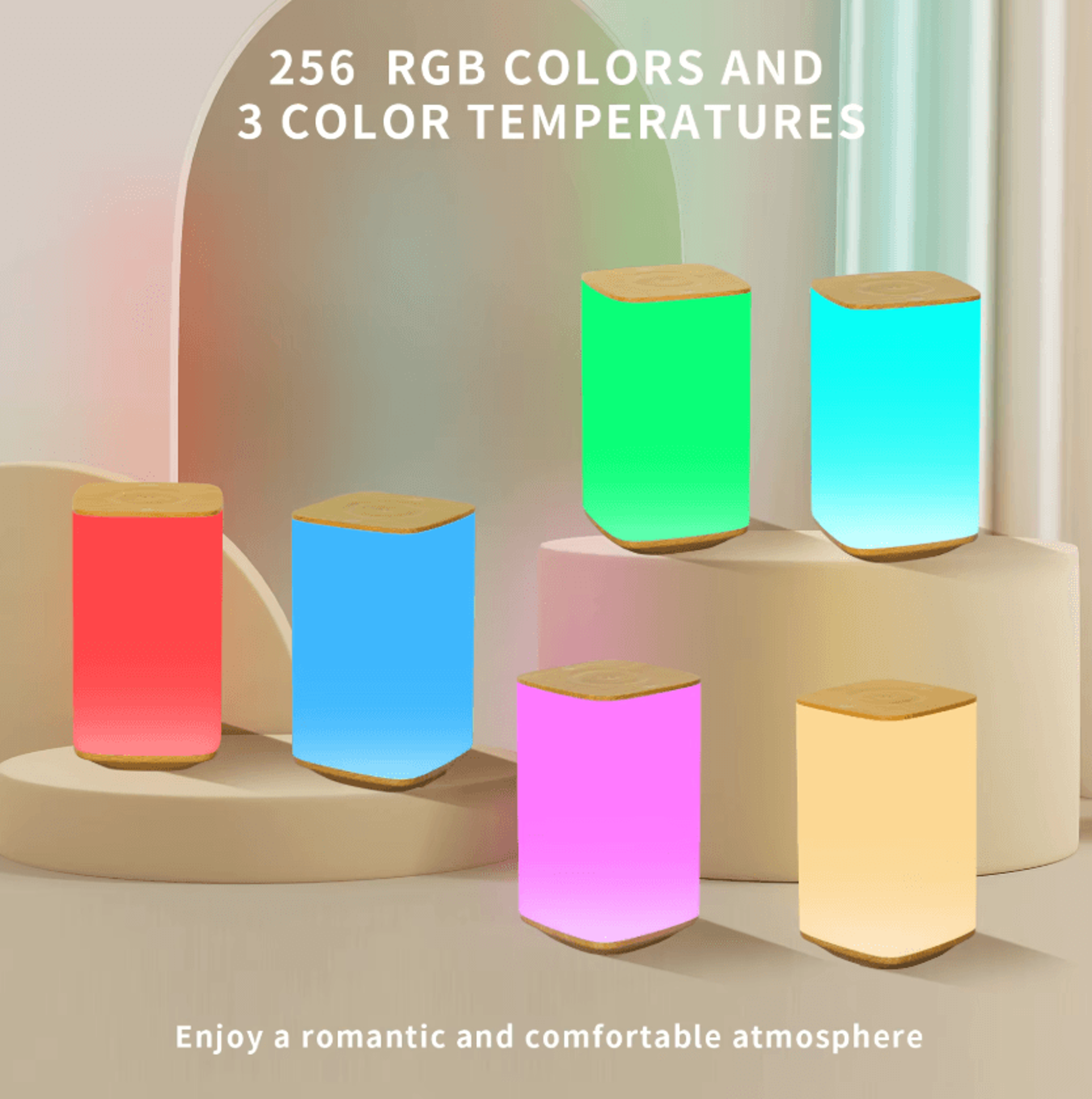 Rechargeable RGB Touch Table Lamp With Remote Control Dimmable Bedside Light 2