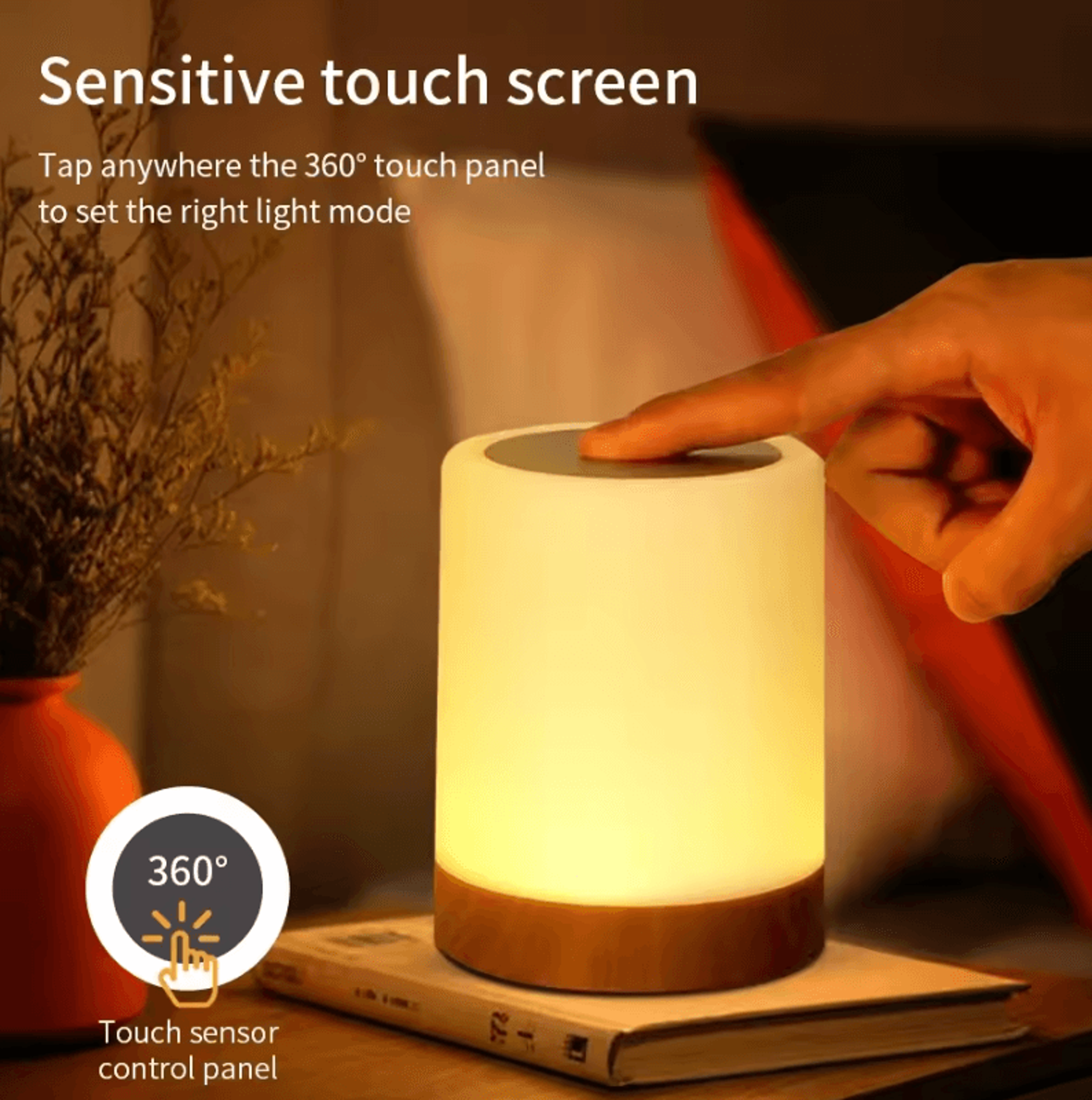 Portable Rechargeable LED Bedside Table Lamp USB Night Light For Bedroom  Camping 2