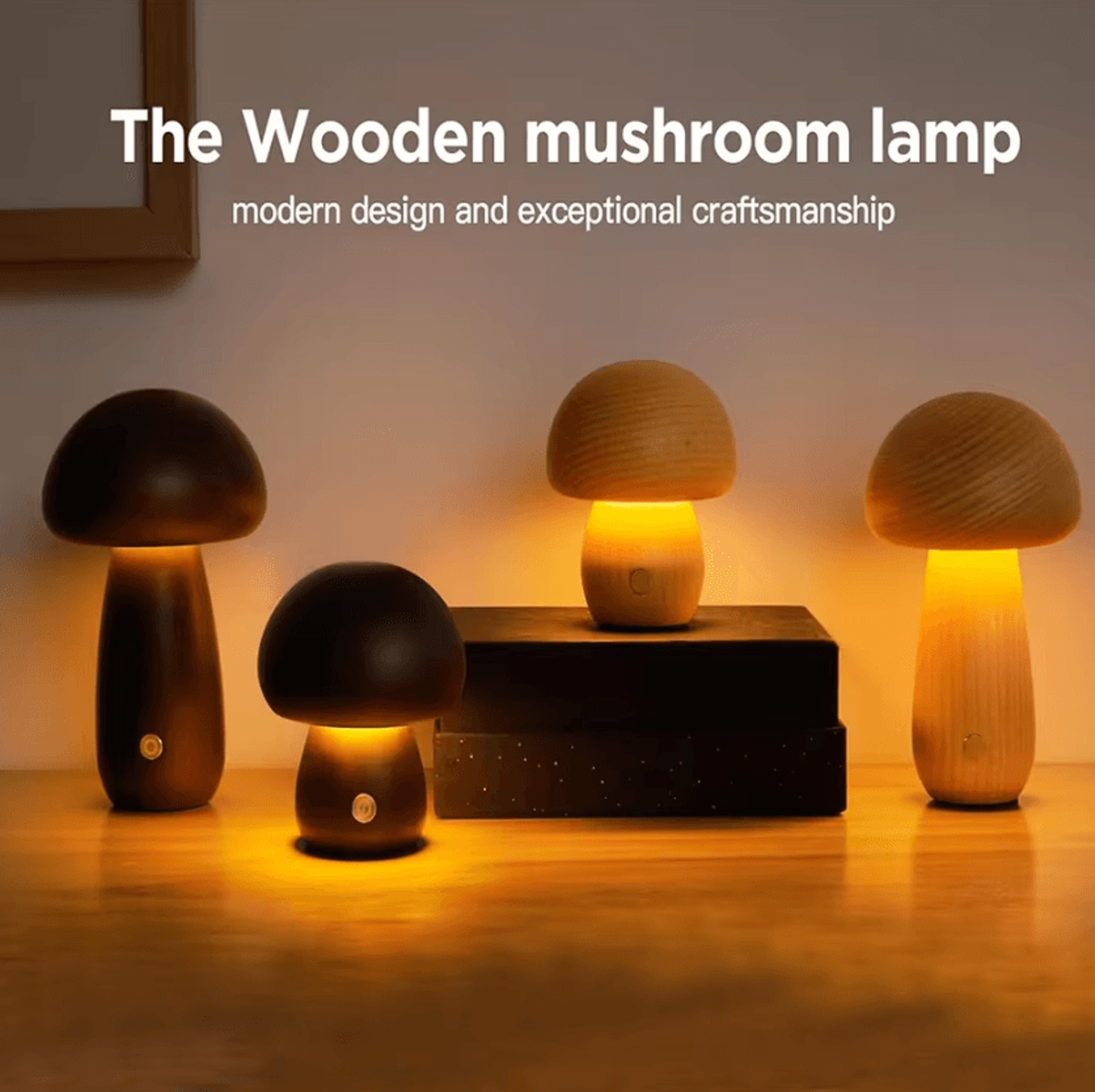 Rechargeable Mushroom Table Lamp Touch Dimmable Portable LED Bedside Light 0