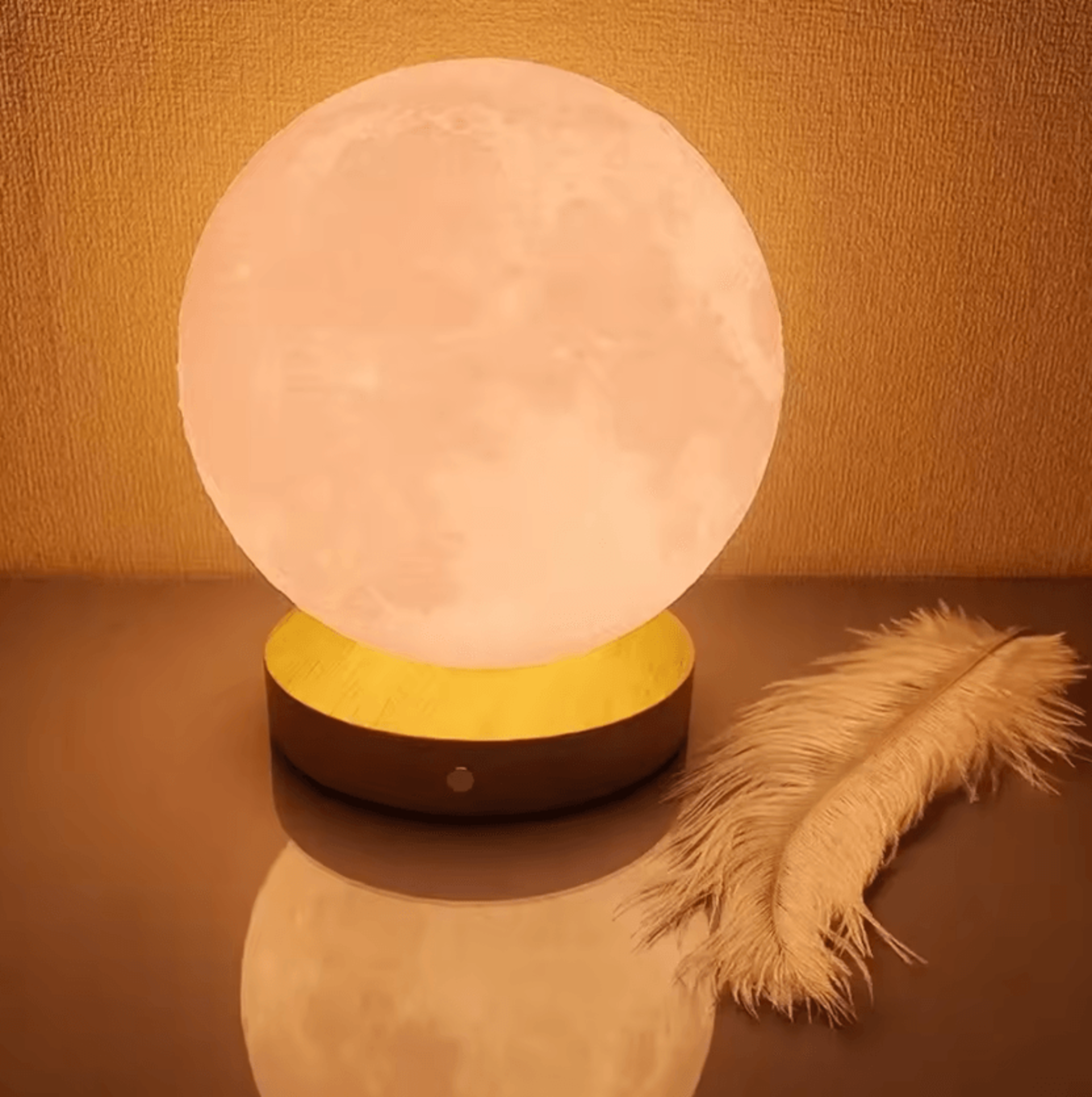 10cm LED Moon Lamp With Wire Stand Starry Bedside Night Light 2