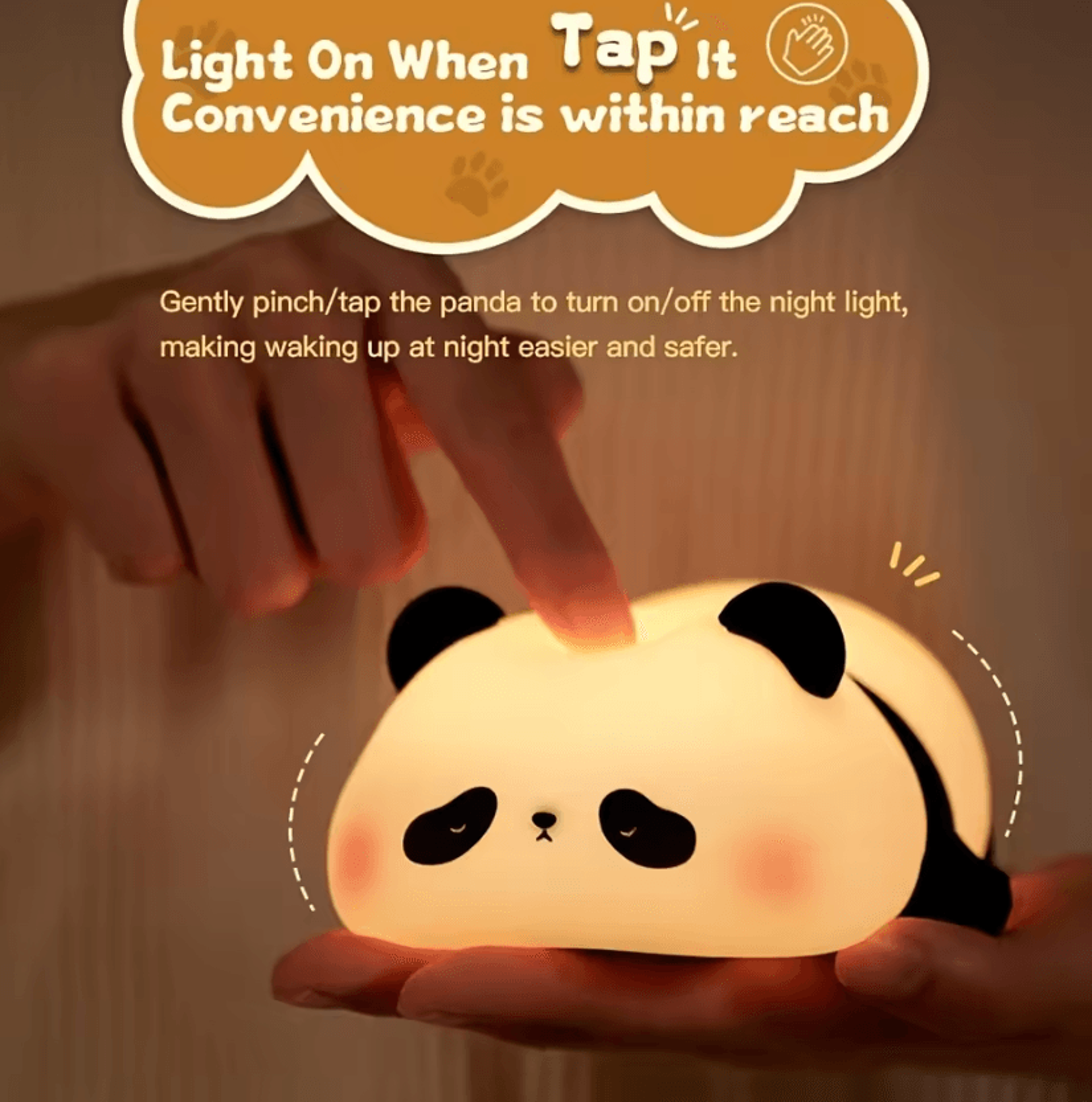 Rechargeable Panda Night Light With Timer Cute LED Bedside Lamp 0