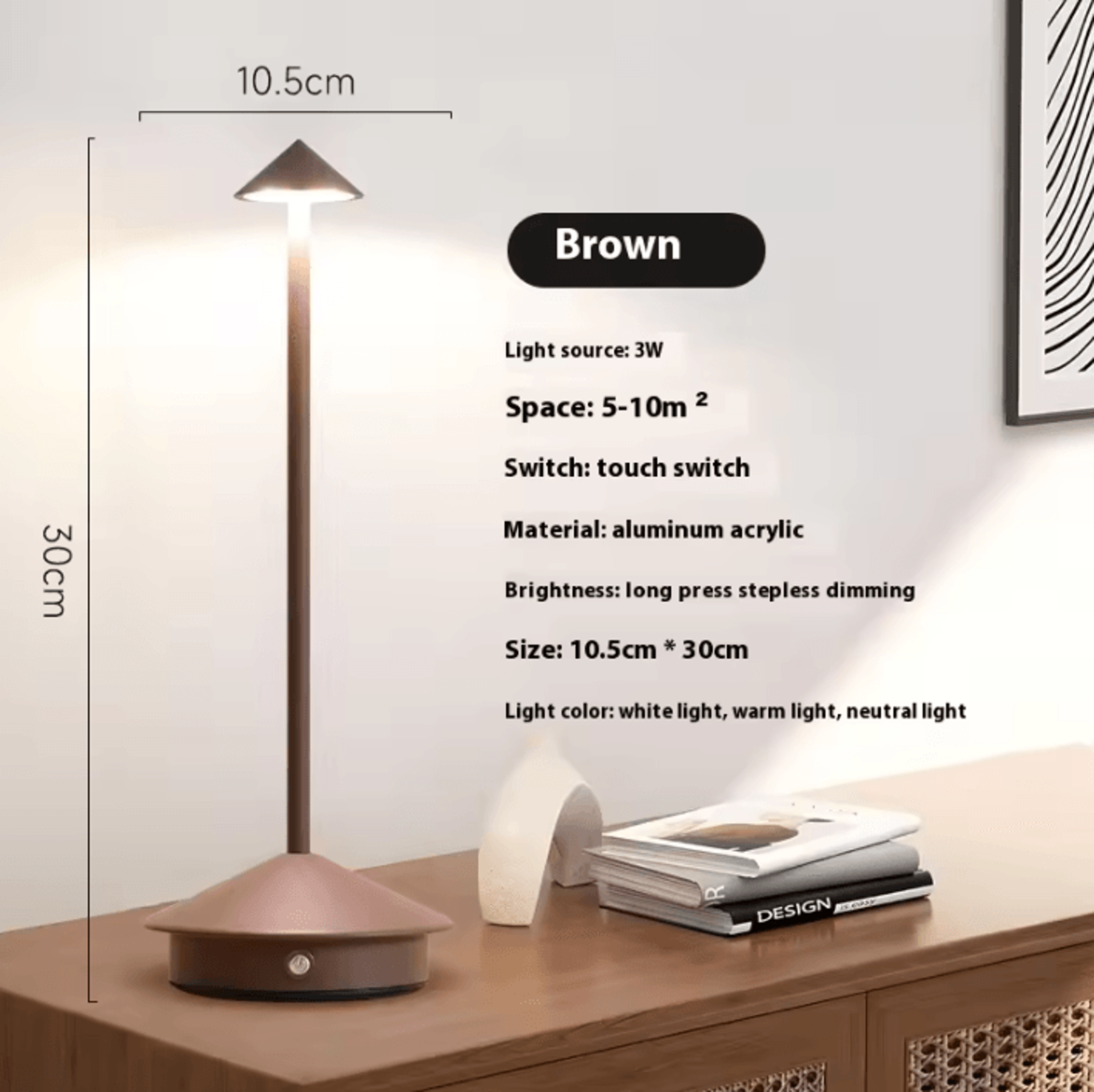 Rechargeable Touch LED Table Lamp Modern Dining  Bedside Decorative Light 7