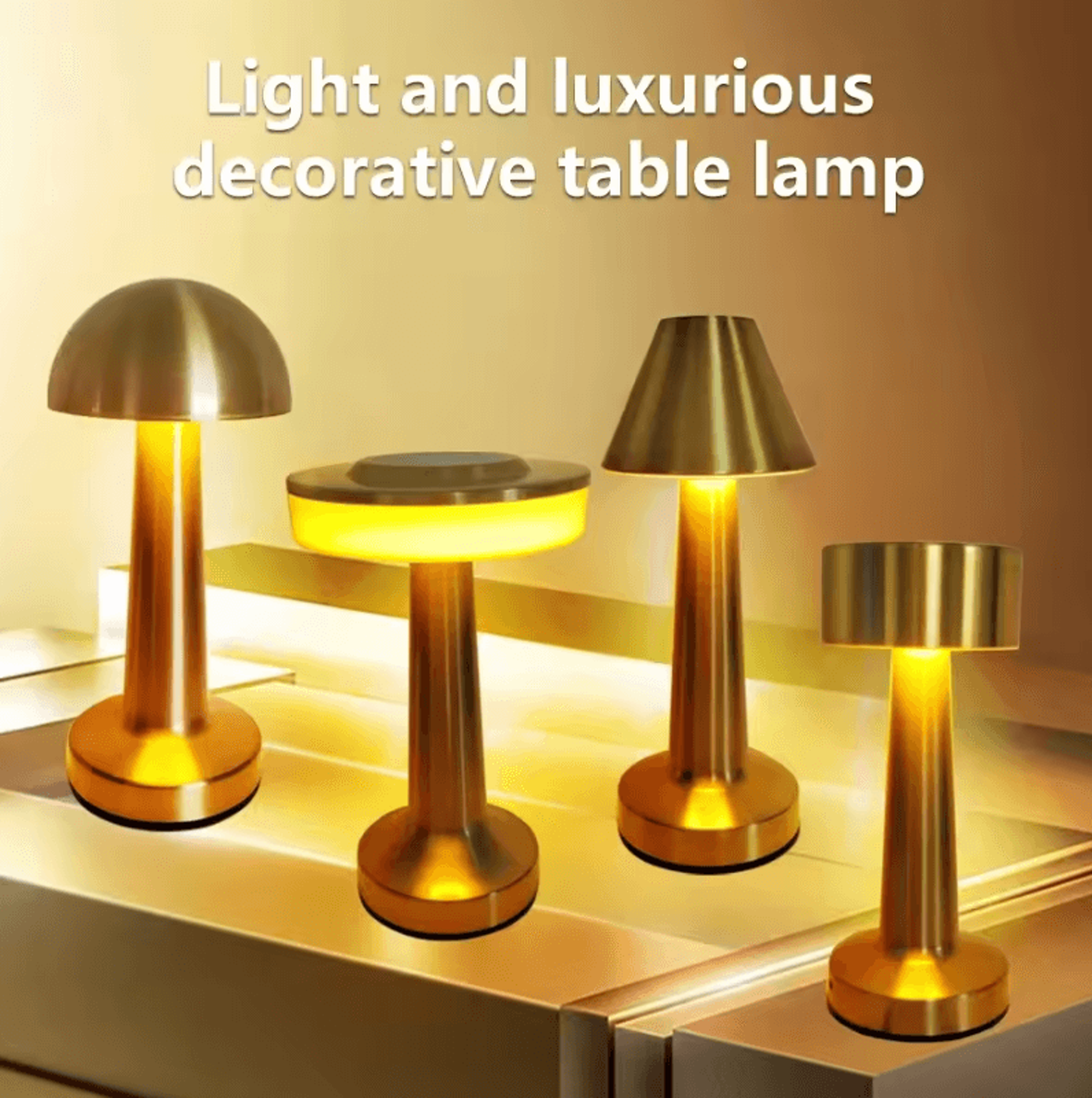 Rechargeable Metal LED Table Lamp Touch Control Decorative Desk Light 0