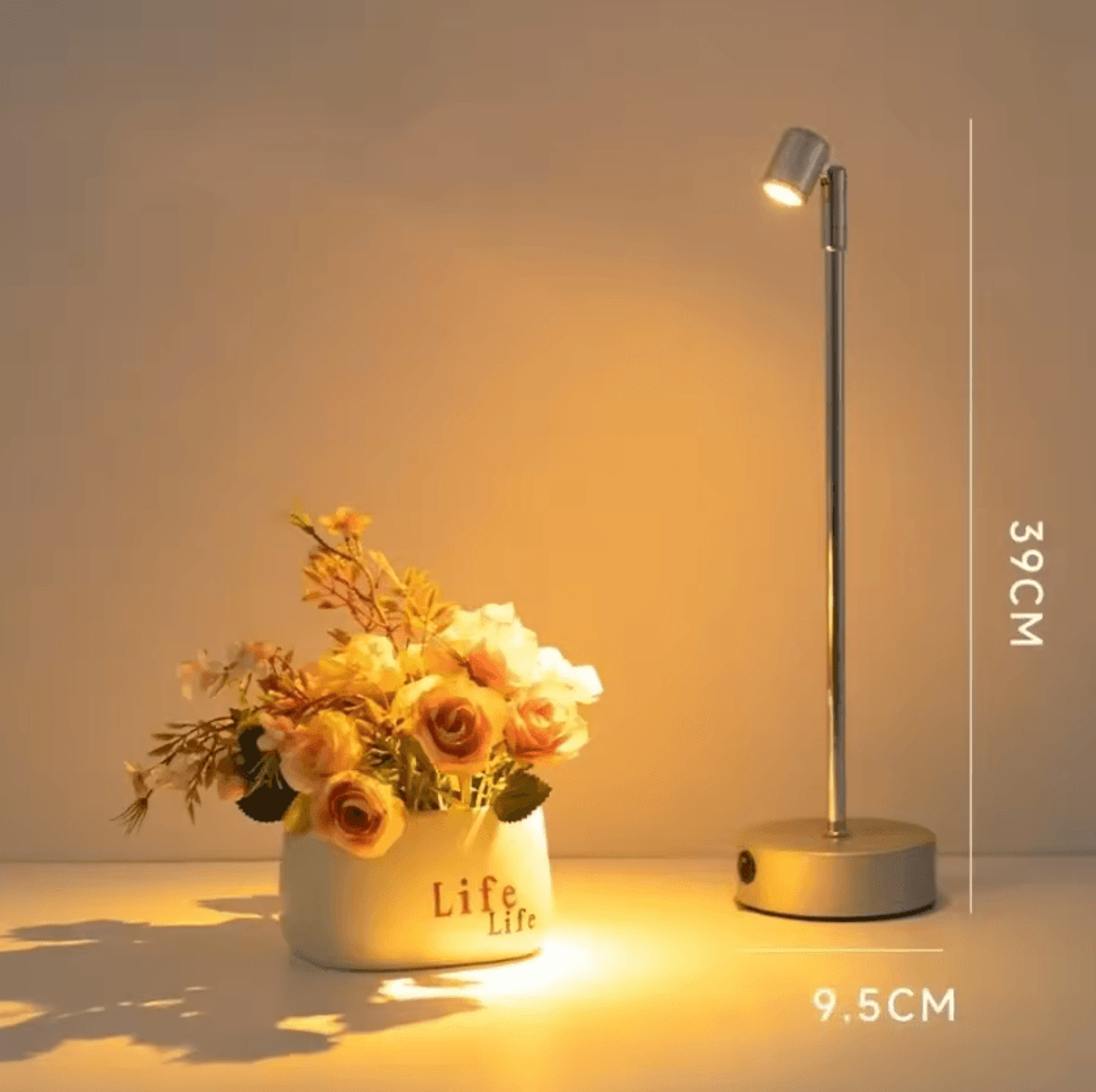 Retro Rechargeable LED Touch Desk Lamp High Pole Spotlight Table Light 3