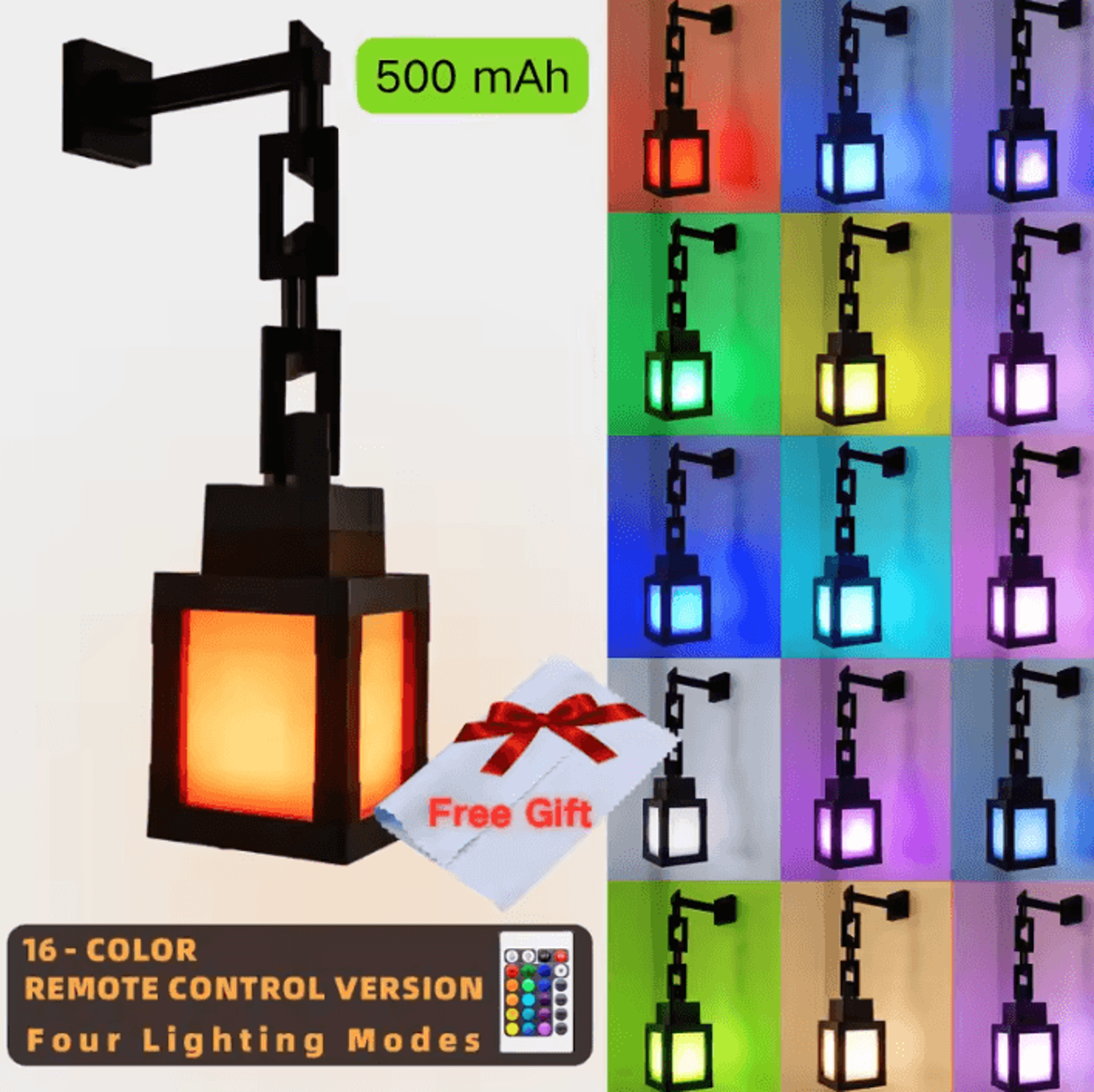 Pixel Style Portable LED Lantern Night Light With 16 Colors 4