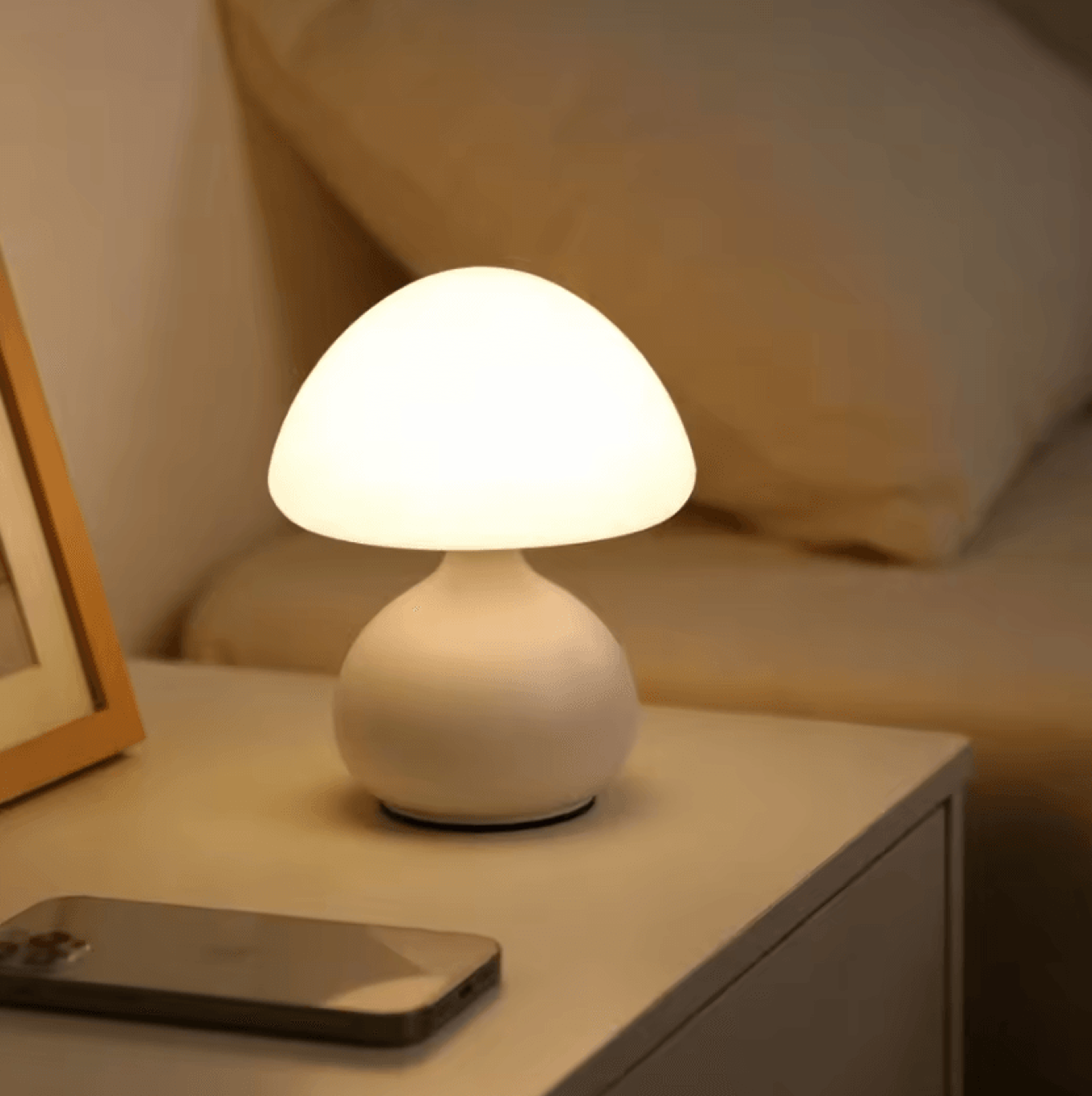 Modern Minimalist Mushroom Table Lamp With 3 Color Dimmable LED Light 0
