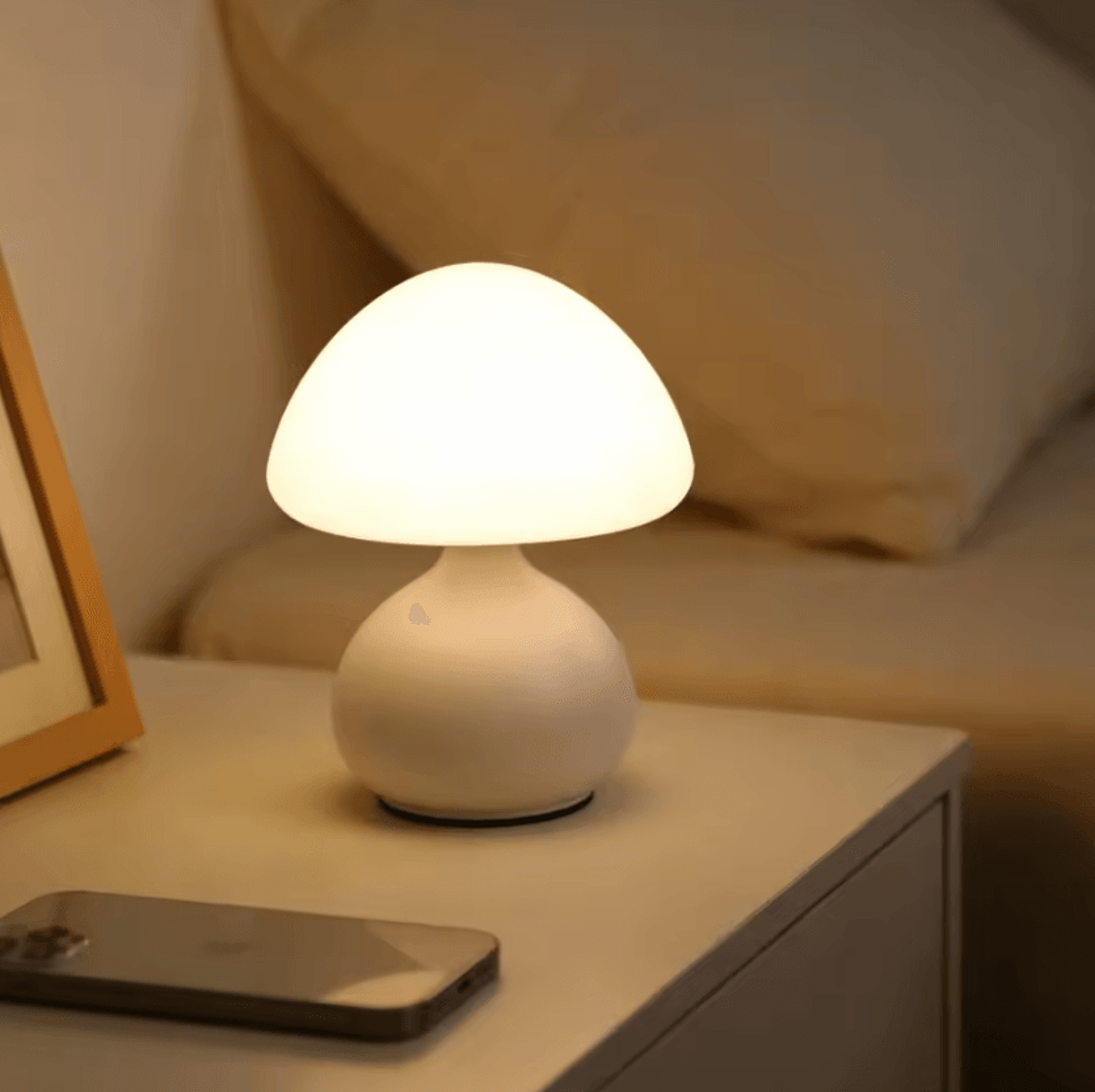 Modern Minimalist Mushroom Table Lamp With 3 Color Dimmable LED Light 4
